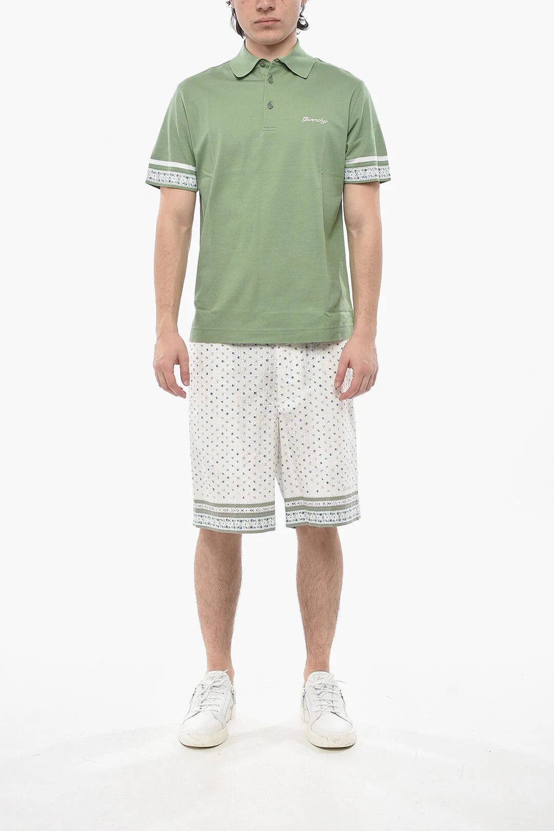 Givenchy og1mm0326 Hopsack Cotton Polo Shirt in Green Size US XS / EU 42 / 0 - 4 Thumbnail