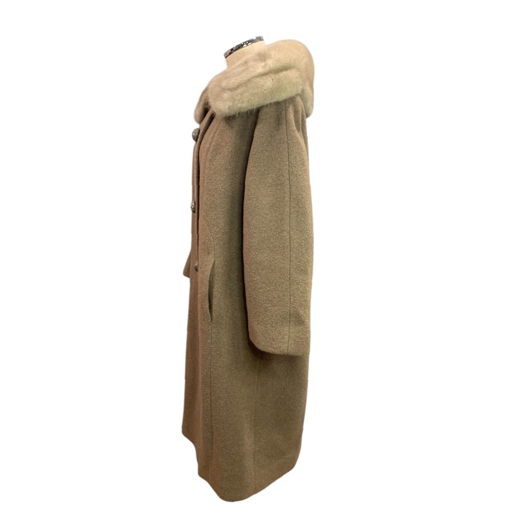 Vintage VINTAGE XL Wool Coat Womens Fur Collar 1950s Jacket - Forstmann Frizelda - Scranton PA - Brown - Regular 40 Back collar to hem Size XL / US 12-14 / IT 48-50 - 6 Thumbnail
