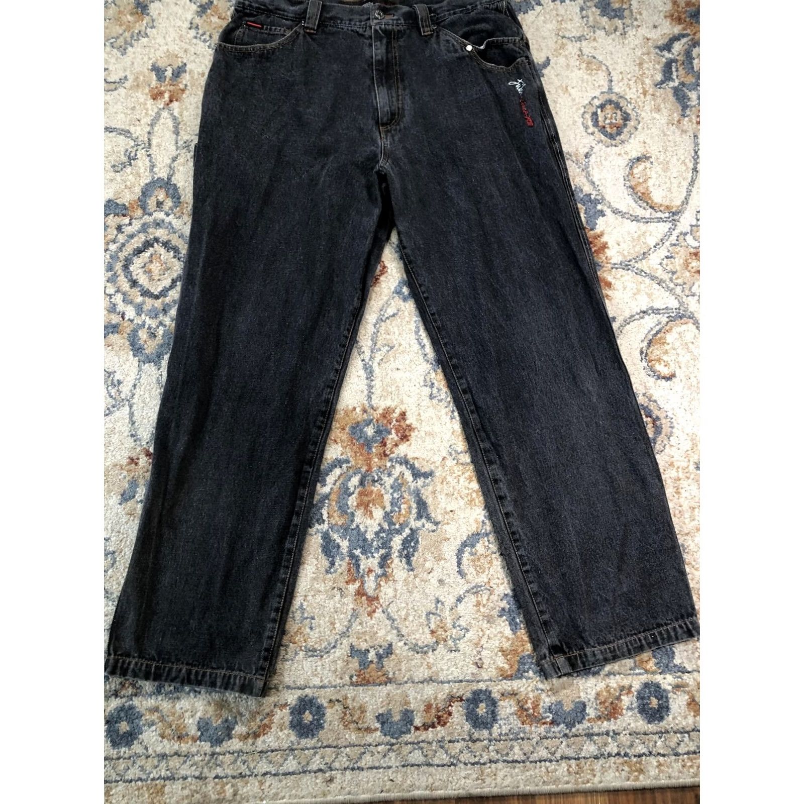 Fubu VINTAGE FUBU The Collection Jeans Mens 38x32 Charcoal Relaxed Straight Denim 90s Size US 38 / EU 54 - 4 Thumbnail