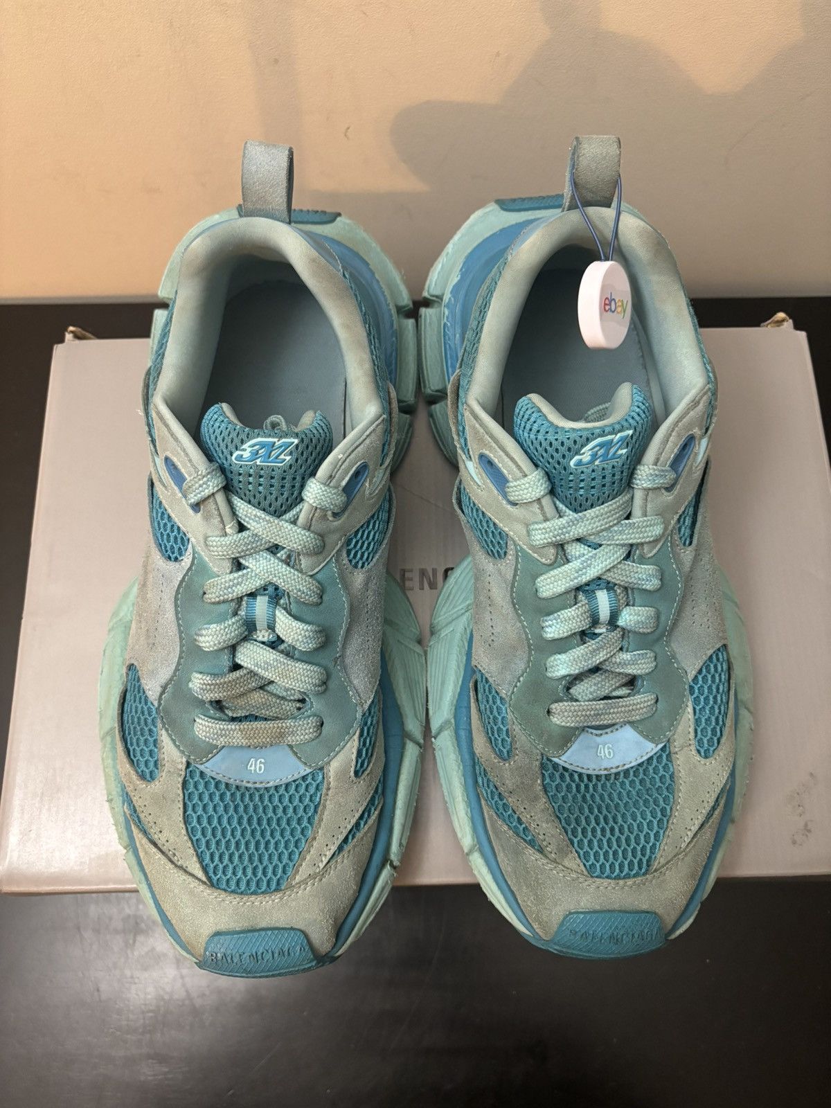 Balenciaga Balenciaga 3XL Suede Mesh Sneakers Teal Blue Size US 13 / EU 46 - 2 Thumbnail