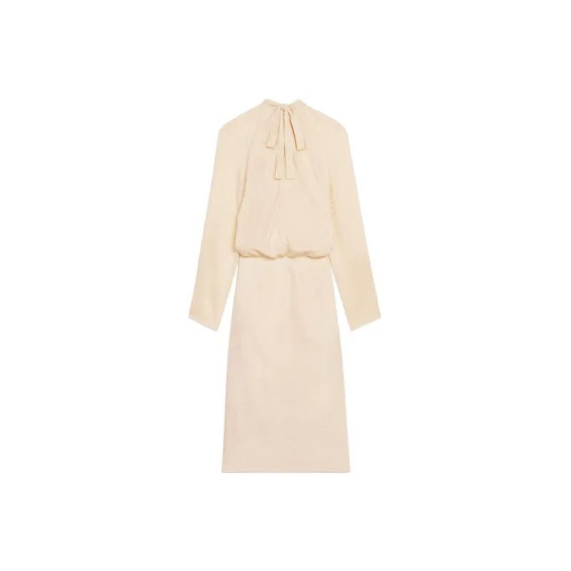 Celine o1bcso1str0225 2R82F326S Midi Dress in Cream Size XS / US 0-2 / IT 36-38 - 2 Thumbnail