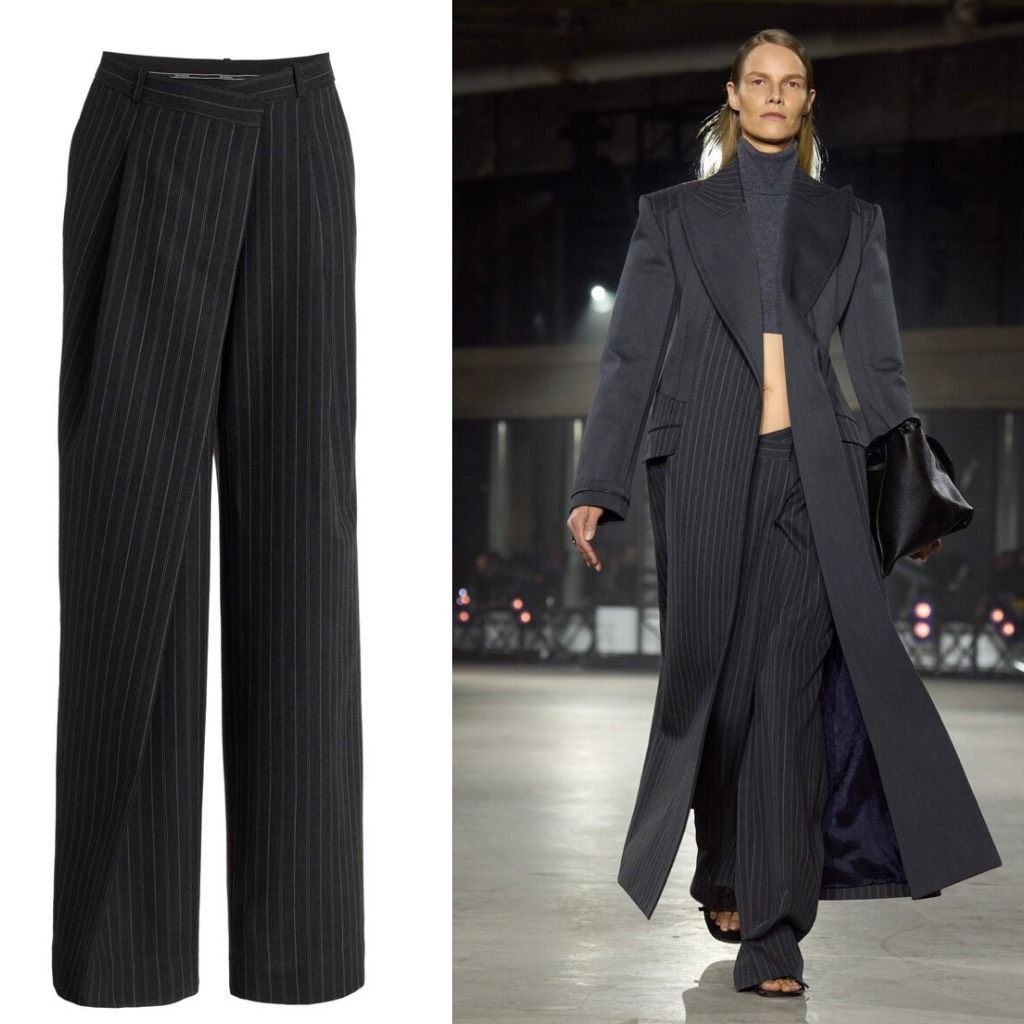 Jonathan Simkhai NEW SIMKHAI Trouser Pants Overlap Pinstripe Pants Gray Size Size 30" / US 8 / IT 44 - 14 Thumbnail