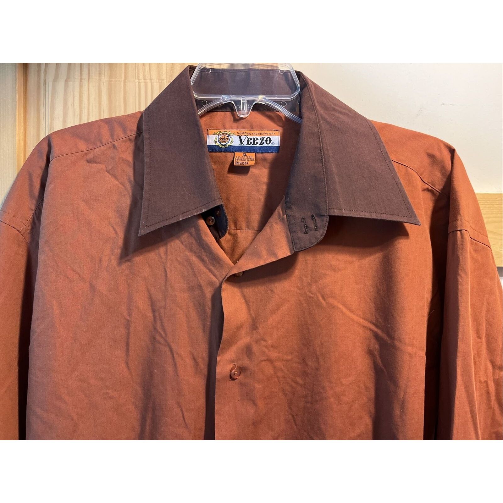 Other Veezo Men’s XL Orange Brown LS Button Polyester Blend Shirt Size US XL / EU 56 / 4 - 4 Thumbnail