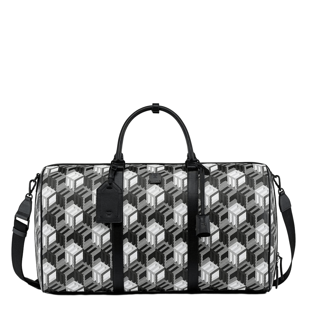 MCM Women's Black/White Cubic Monogram Canvas Weekender Duffel Size ONE SIZE - 1 Thumbnail