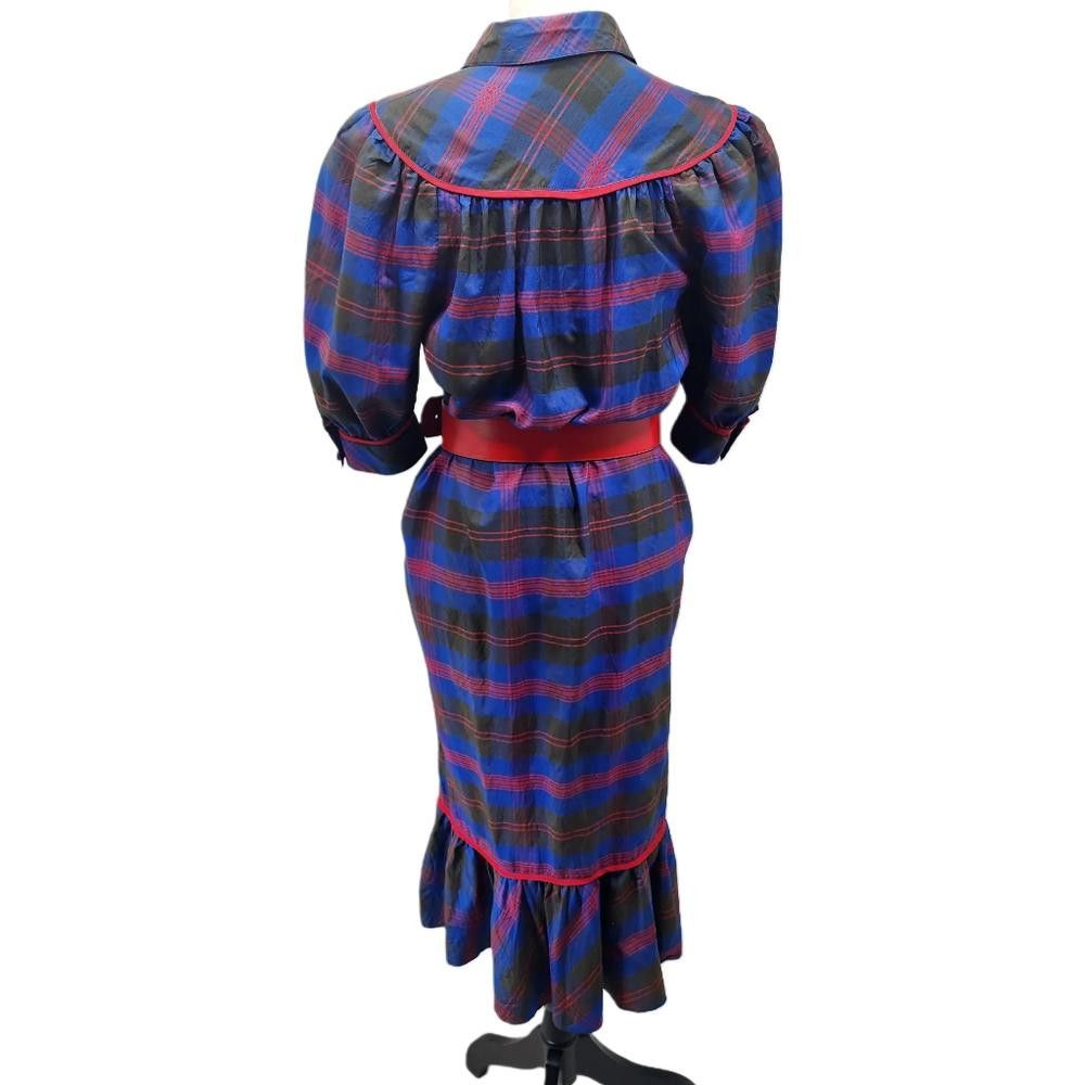 Designer Ricki Freeman for Teri Jon. Vintage Plaid Dress. Size: M Size M / US 6-8 / IT 42-44 - 3 Thumbnail