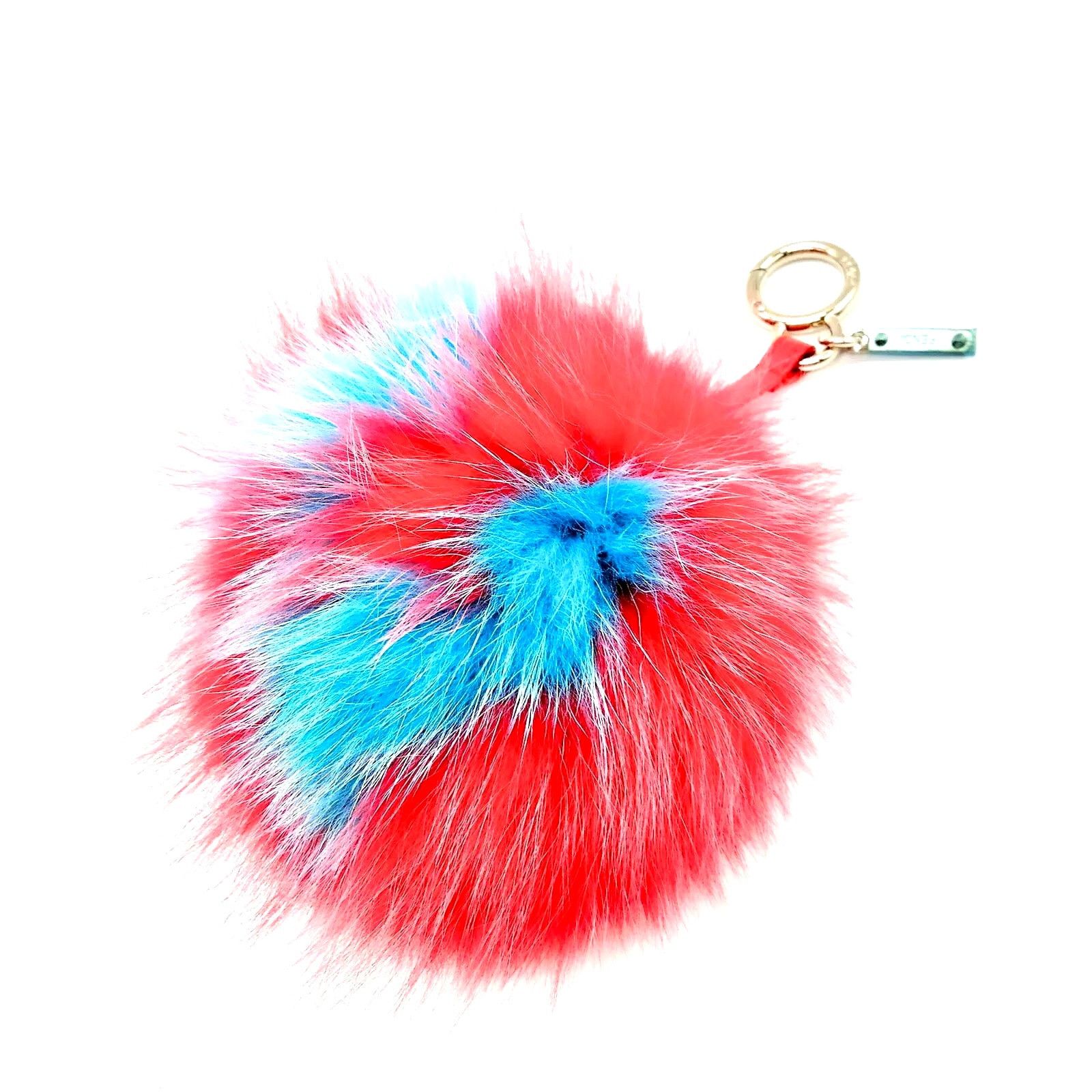 Fendi Red Fur Bag Charm Key Ring