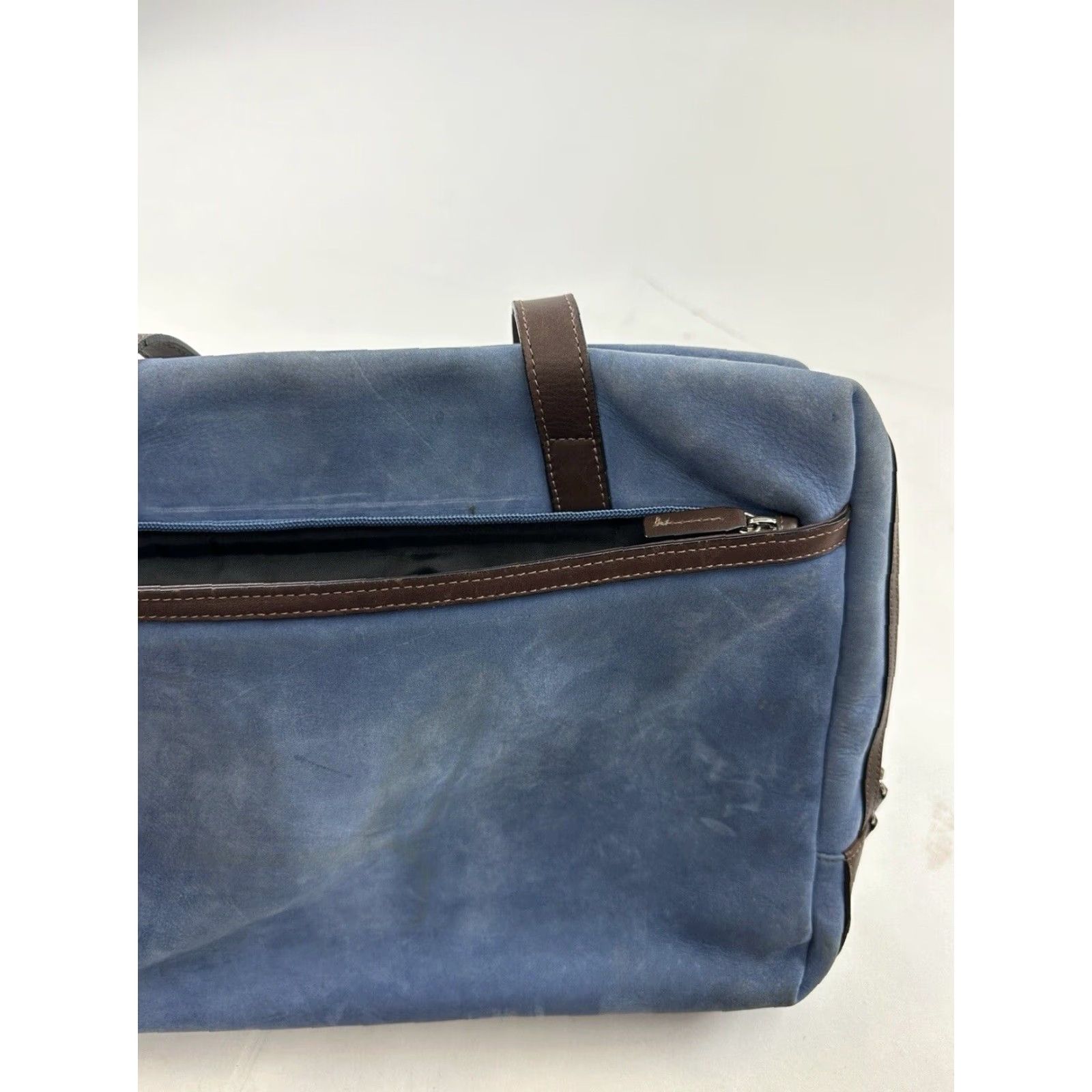 George Jack Georges Briefcase Laptop Messenger Bag Blue Leather Missing Strap Size ONE SIZE - 6 Thumbnail