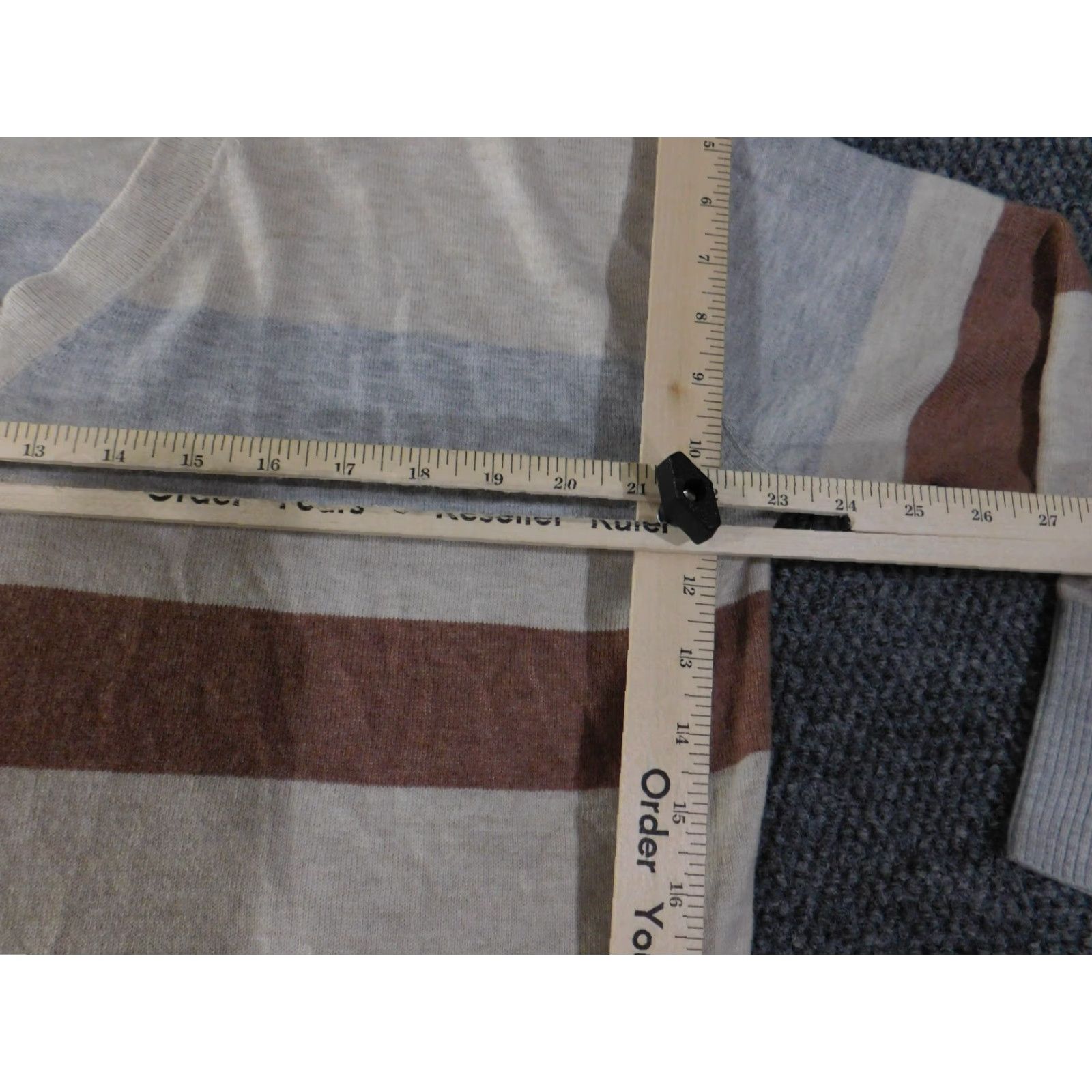 Loft LOFT Sweater Womens Small Beige Brown Striped Lightweight Casual Knit V-Neck Long Sleeve Button Pullover Regular Women Size S / US 4 / IT 40 - 6 Thumbnail