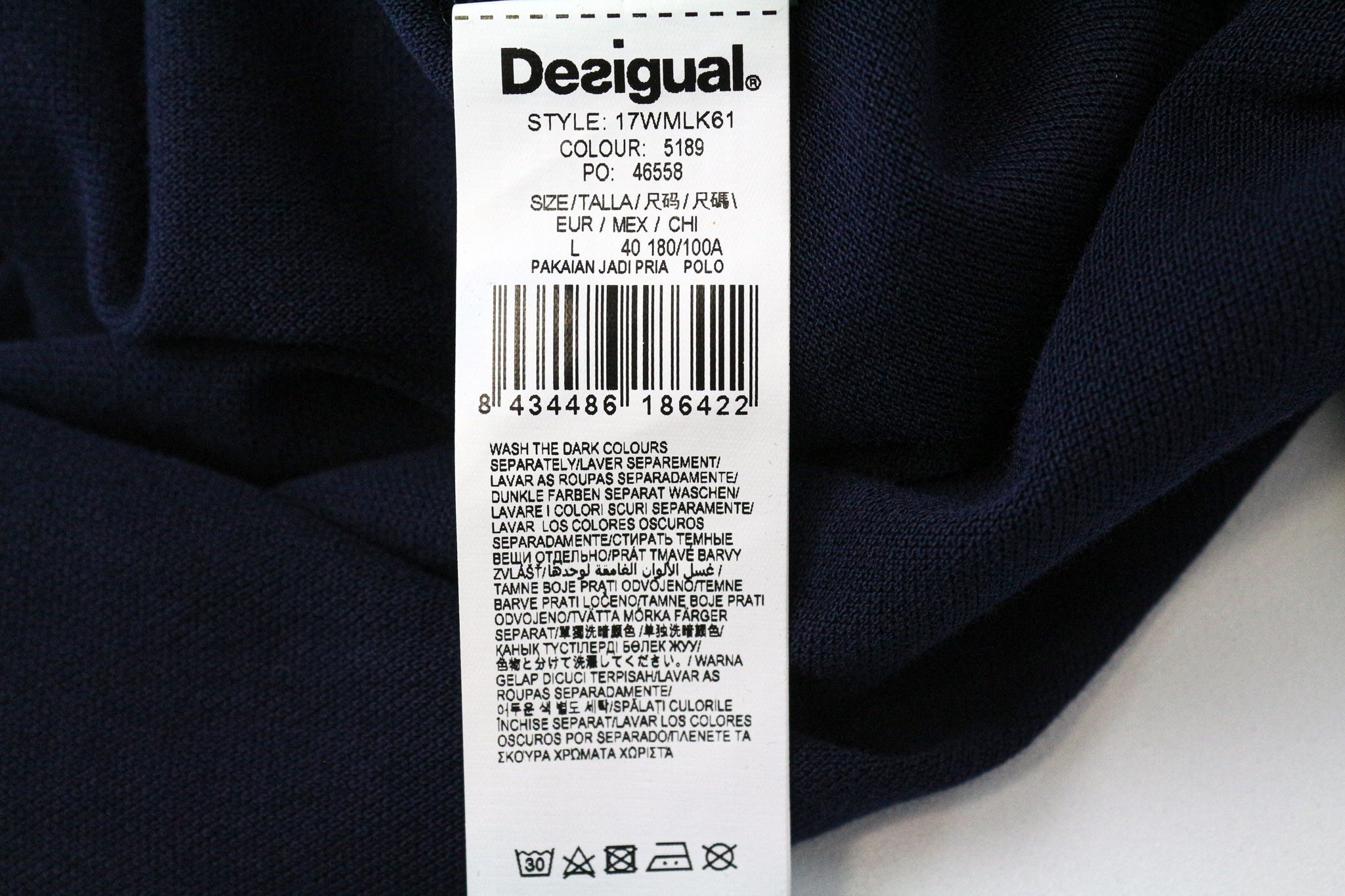 Desigual TEPIT L Navy Cotton Patterned Polo Shirt 74473 Size US L / EU 52-54 / 3 - 7 Thumbnail