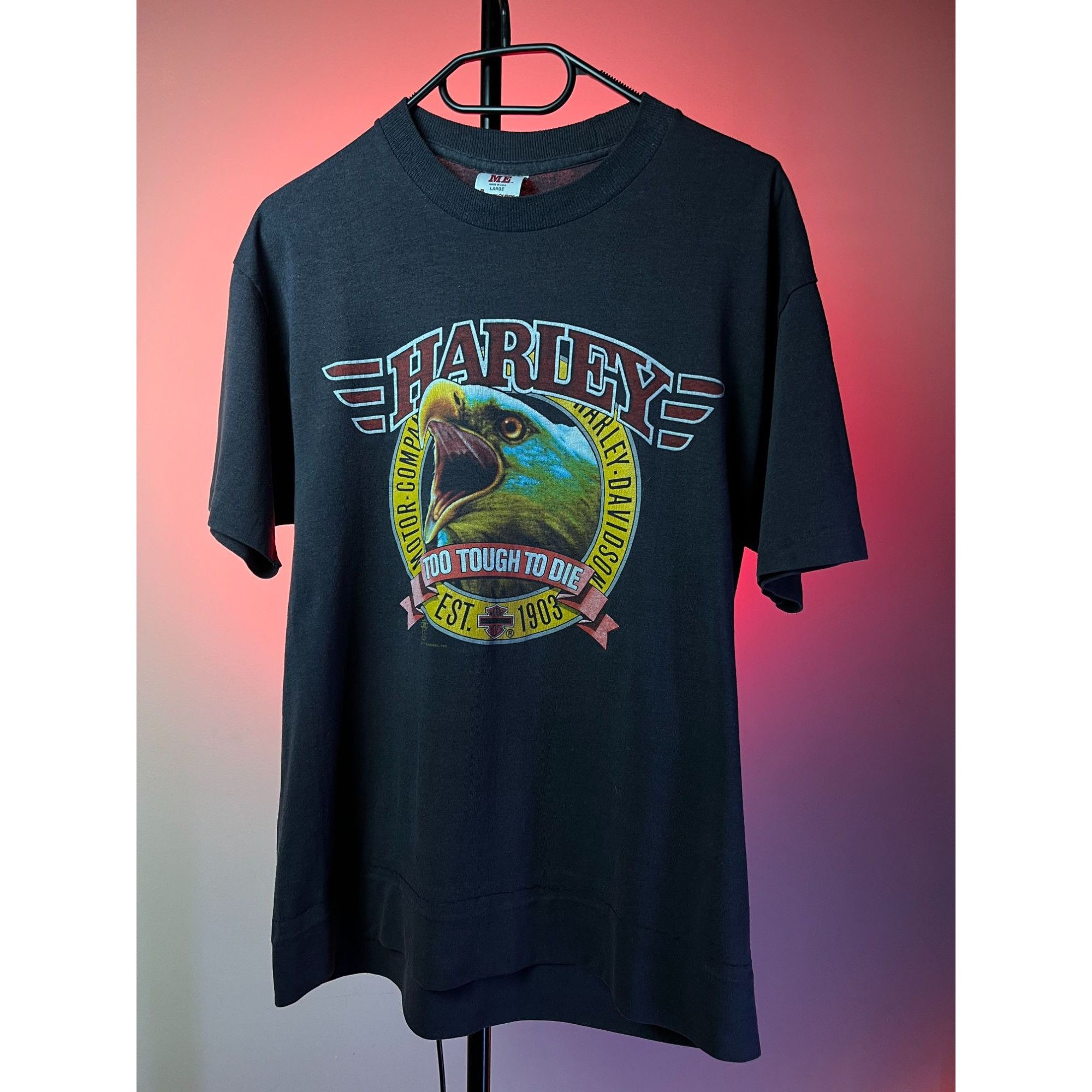 Harley Davidson × Vintage Very Rare 1987 Harley Davidson Vintage Eagle T-shirt USA Size US L / EU 52-54 / 3 - 1 Thumbnail