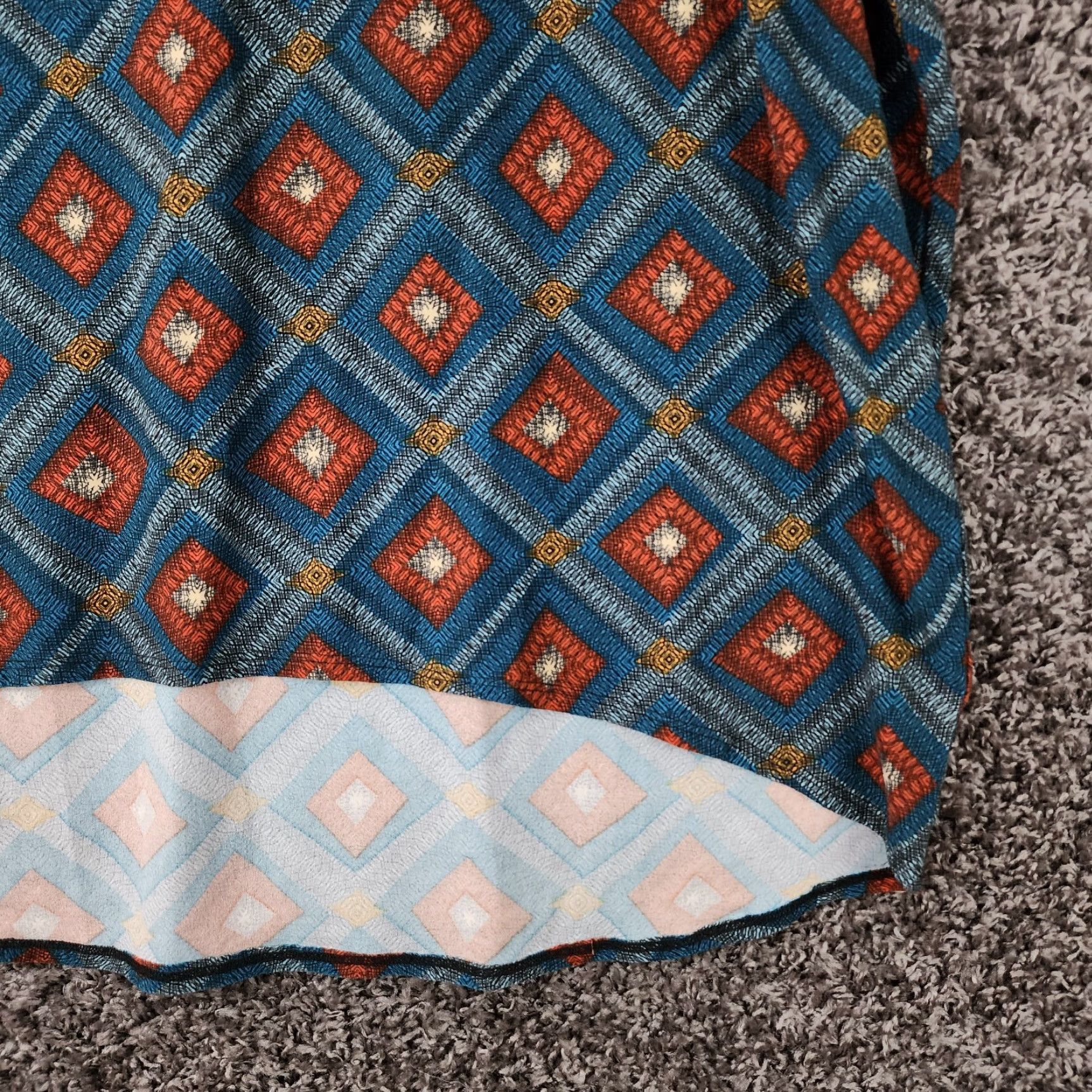Vintage LuLaRoe Womens Blue Geometric Pattern Super Soft Short Sleeve Tee Size XL Size 40" / US 18 - 2 Thumbnail