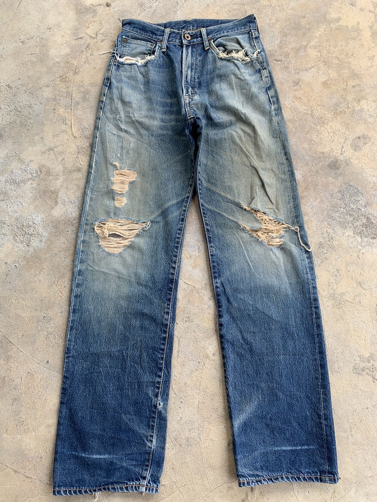 Vintage Edwin 505 Baggy Redline Selvedge Distressed Denim