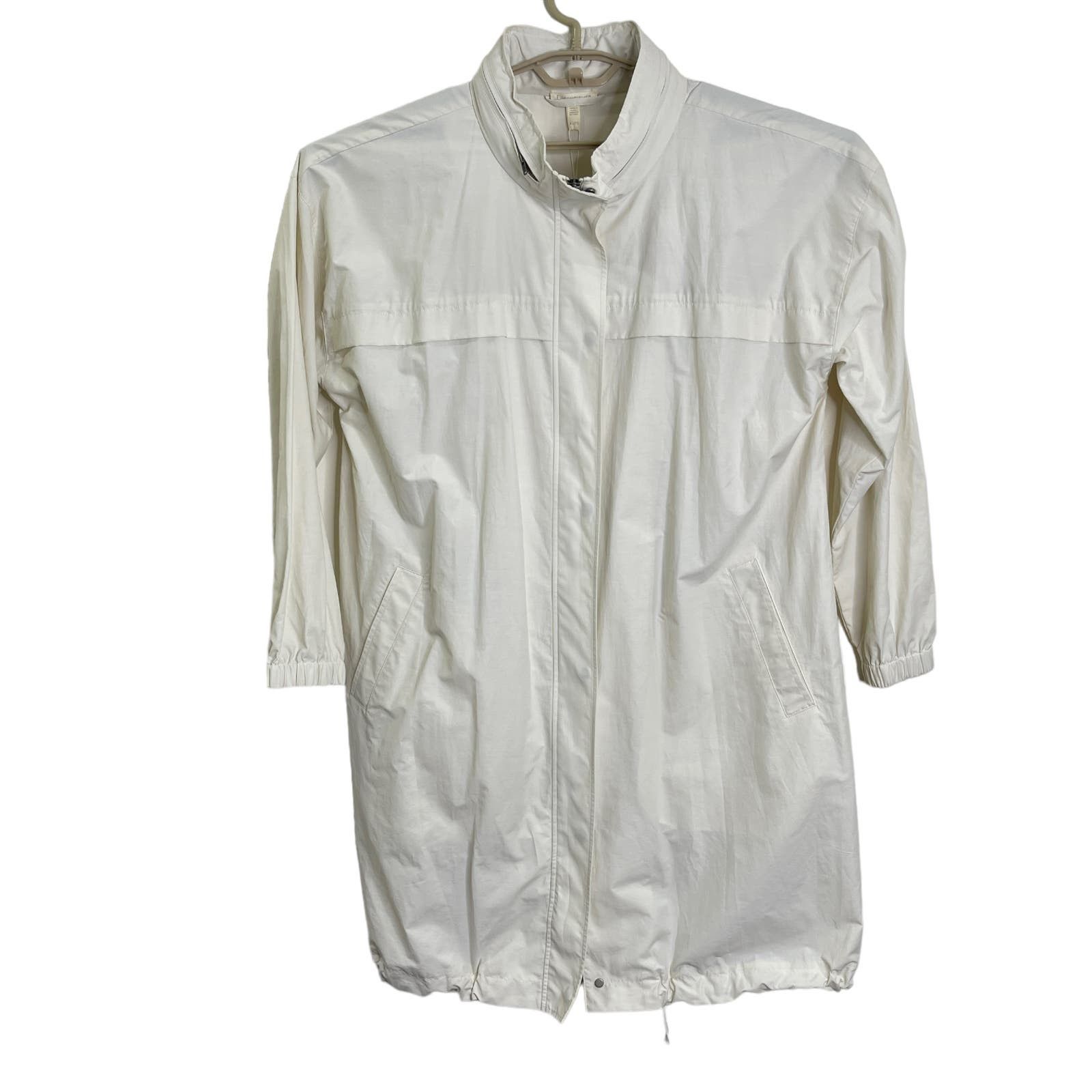 image of Eileen Fisher Organic Cotton Nylon Long Rain Coat Xl/1X New in Cream, Women's (Size 2XL)