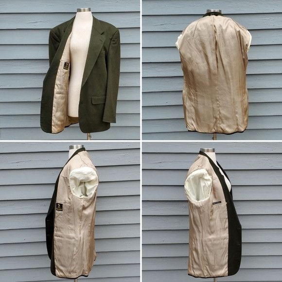 Vintage Vintage 70s Neiman Marcus Olive Green 100% Cashmere Blazer L Size 44R - 3 Thumbnail