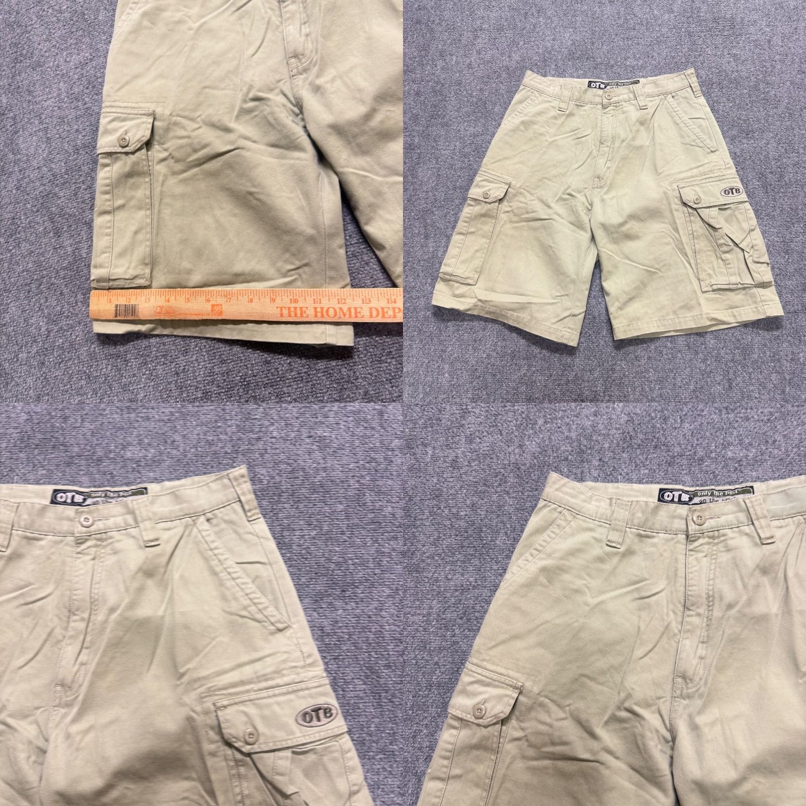Vintage OTB Cargo Shorts Men 33 Beige 6 Pocket Cotton Y2K OTB Only The Best Skater Regular Mens Size US 33 - 8 Thumbnail