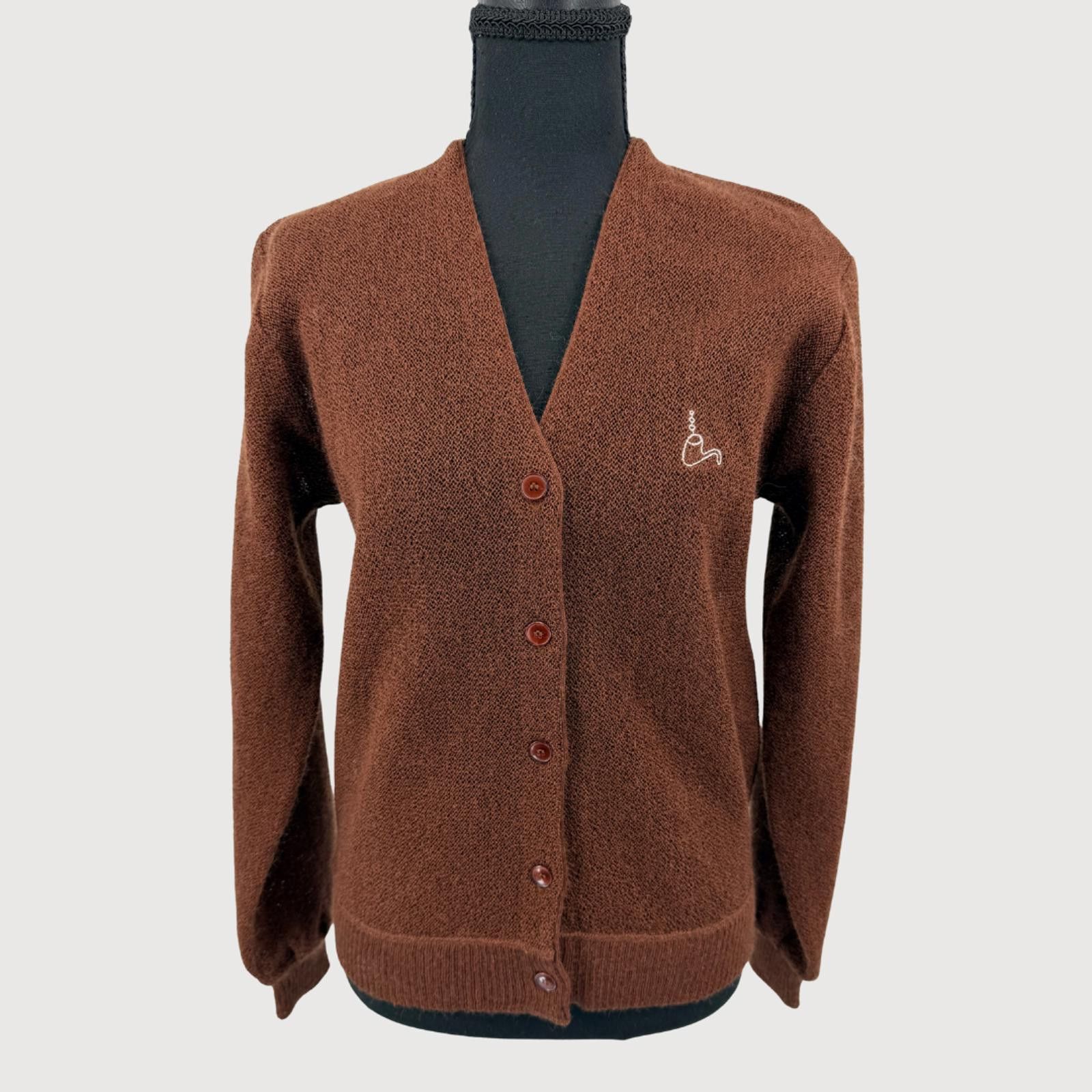 Del Toro Vintage Toroy Mohair Cardigan Brown Wool Knit Size L / US 10 / IT 46 - 1 Thumbnail