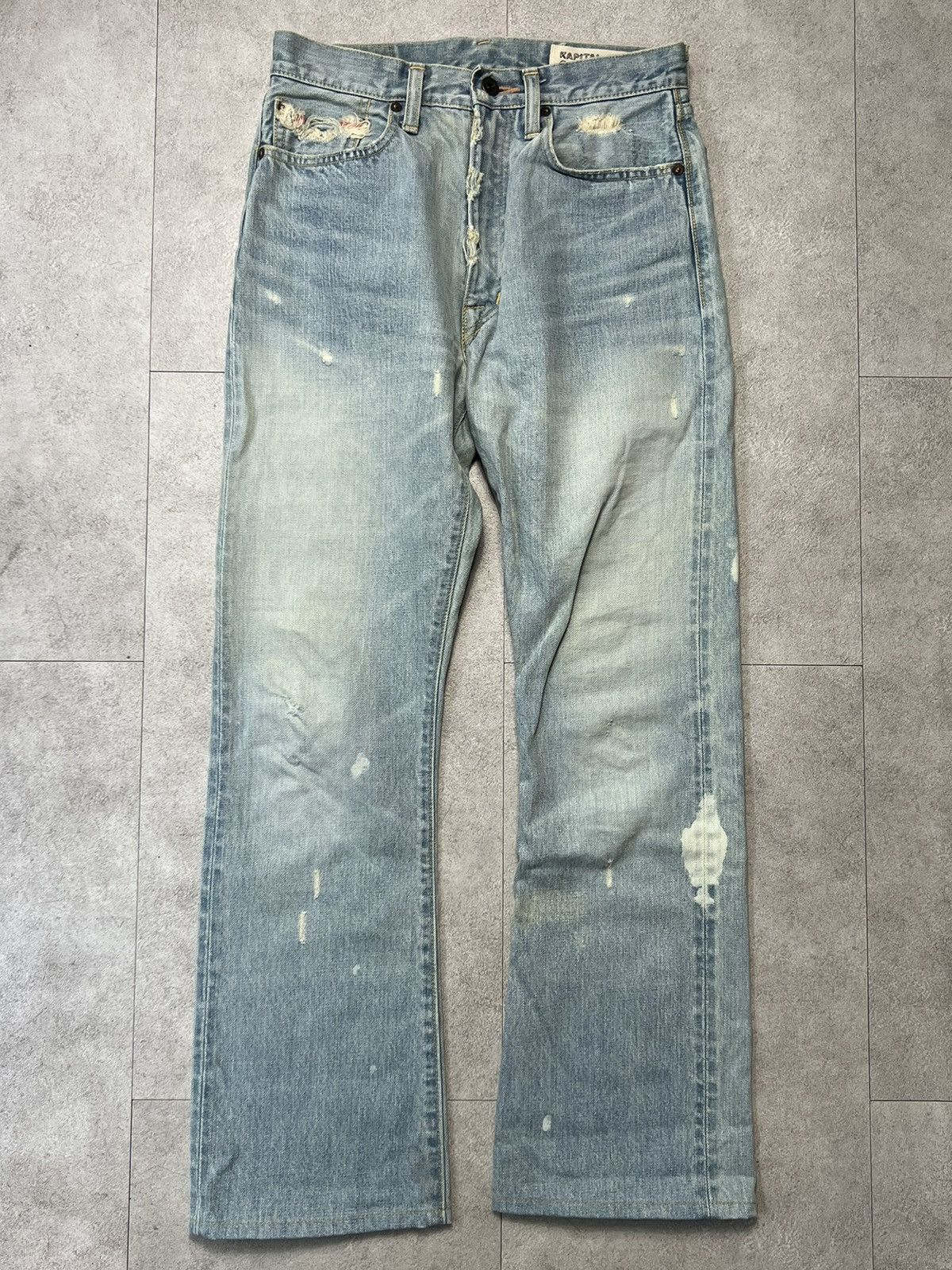 Kapital Kapital Ice Blue Indigo Paint Denim Jeans Pants | Grailed 