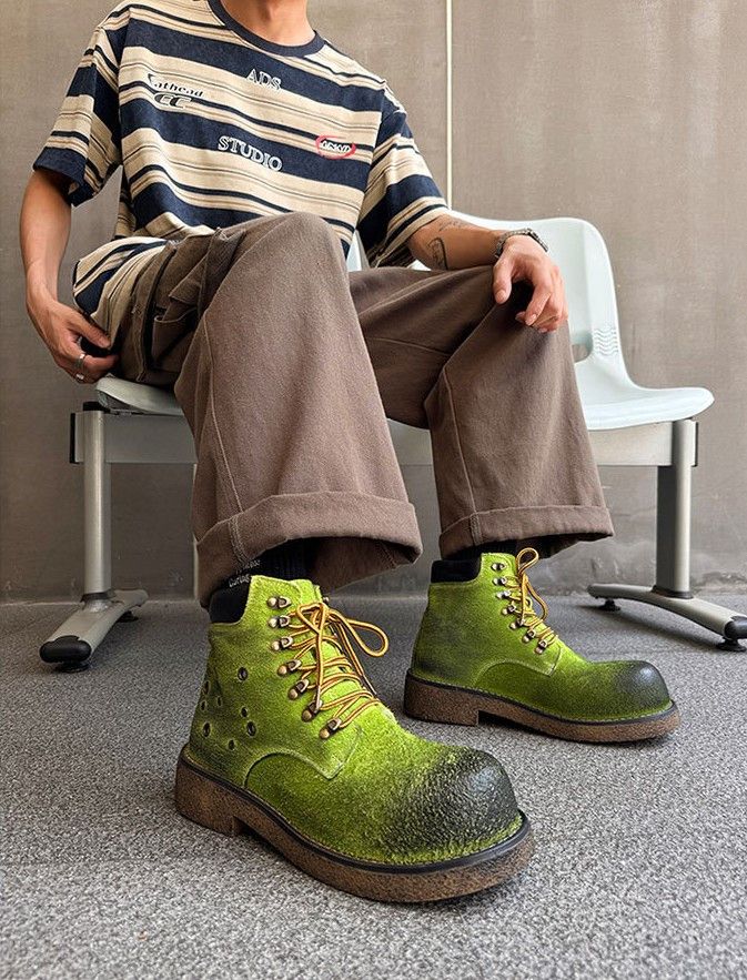 Japanese Brand Studded Platform Boots, Workwear Ankle Boots Size US 10 / EU 43 - 2 Thumbnail