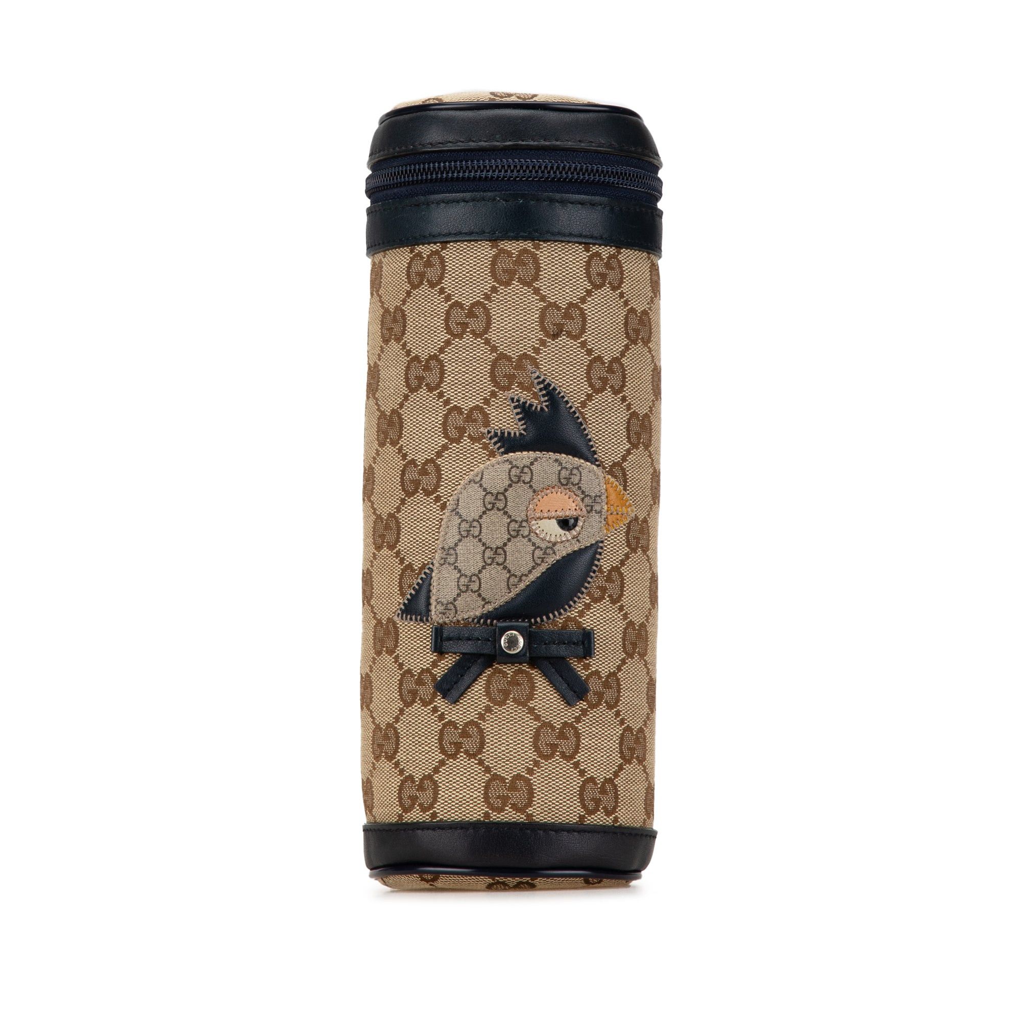Gucci Gucci GG Canvas Mini Zoo Bird Bottle Holder Brown Size ONE SIZE - 1 Thumbnail