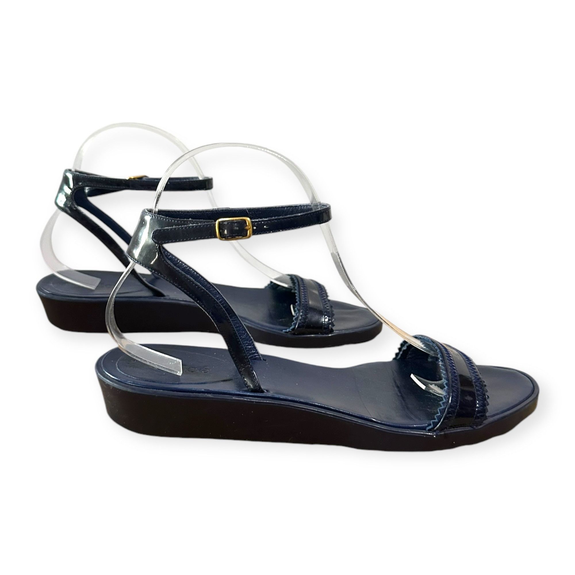 Chloe Chloe Rubber Wedge Ankle Strap Patent Sandals. Navy blue, Si Size US 8.5 / IT 38.5 - 5 Thumbnail