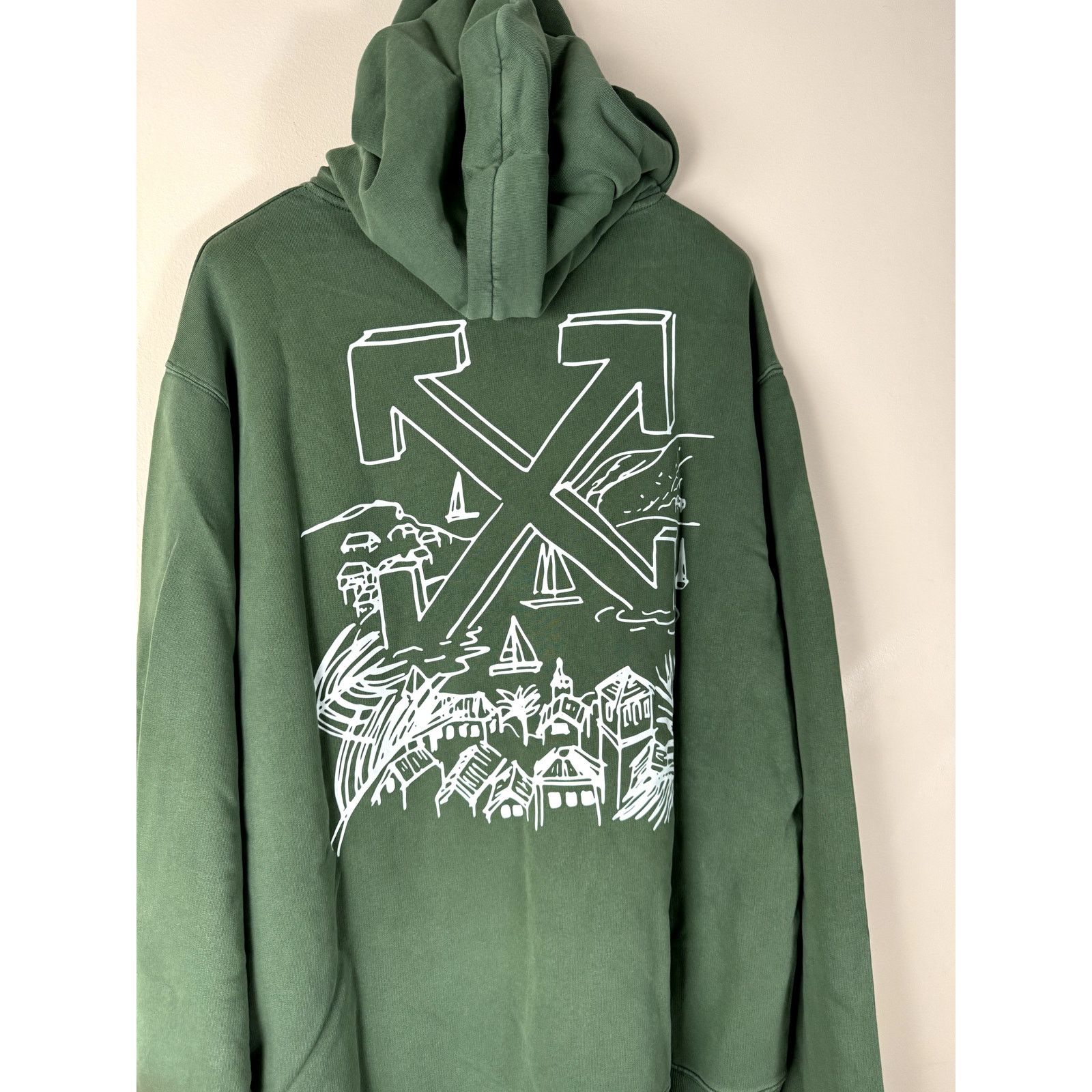 Off-White o1rshd1 SB Slim Arrow Hoodie in Green White Size US XXL / EU 58 / 5 - 14 Thumbnail
