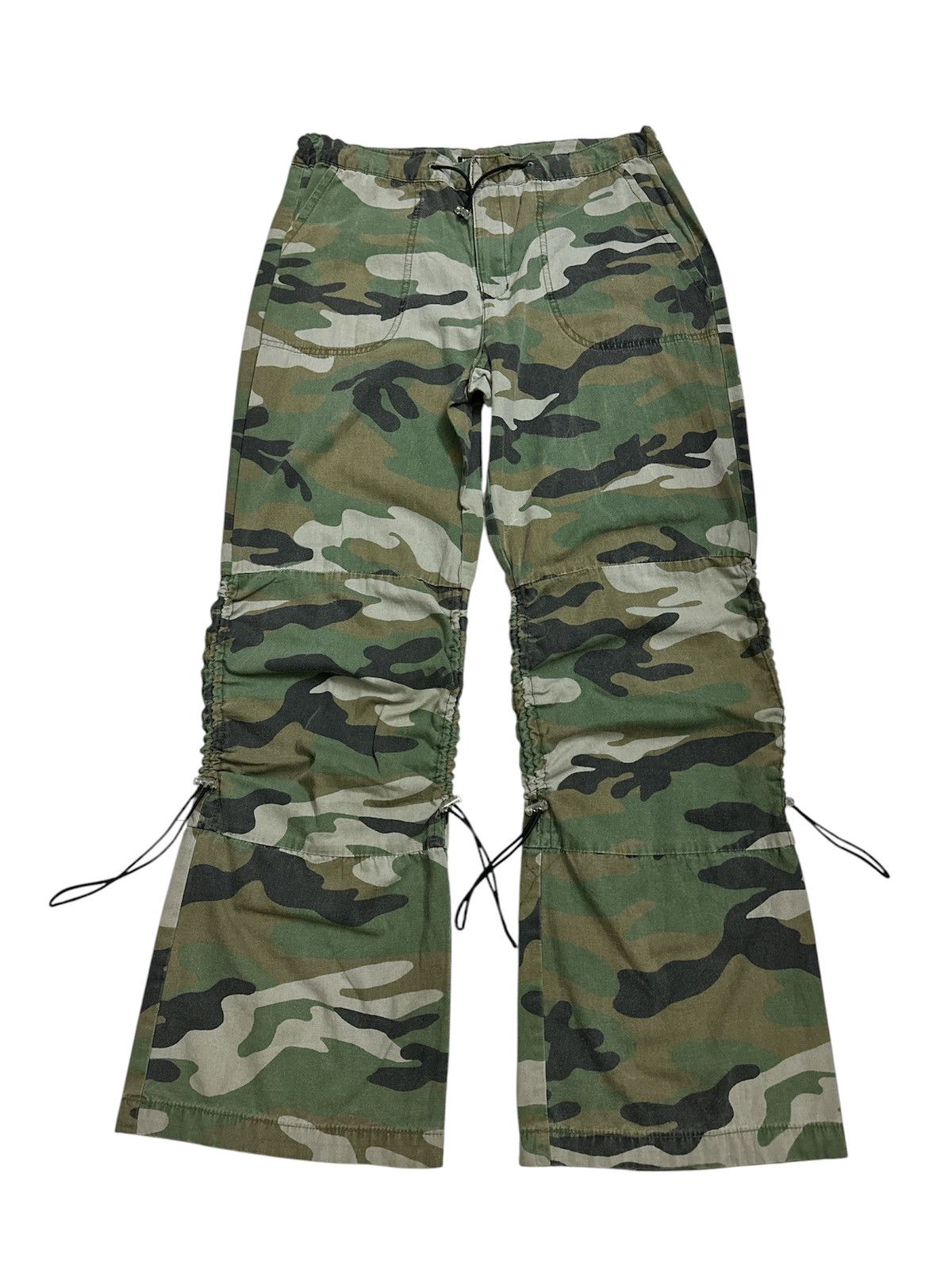 GOA 2000s Tag Rag Military Camo Drawstring Flare Goa Lgb Y2K Size US 33 - 1 Thumbnail