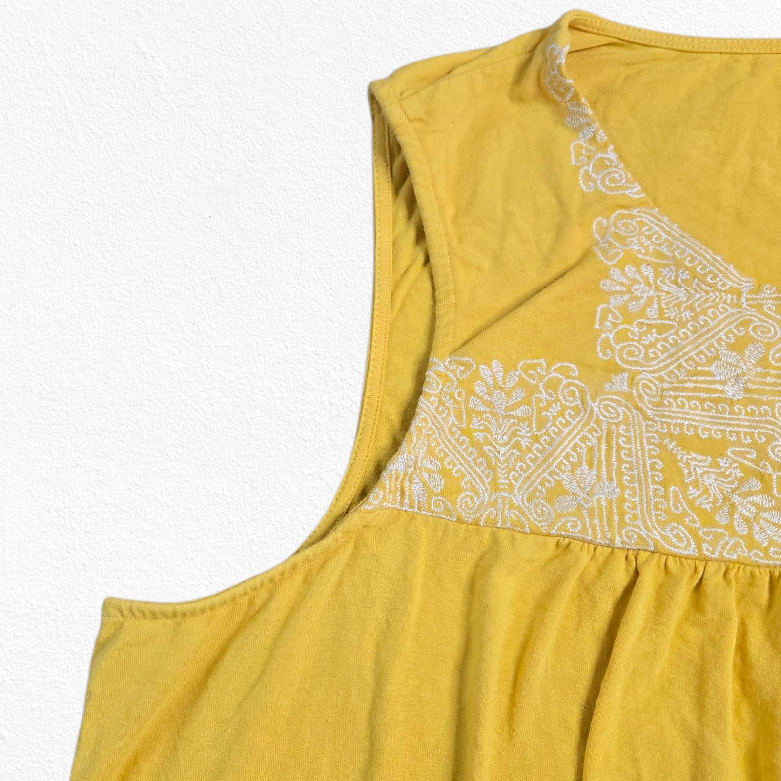 Adrianna Papell Adrianna Papell Yellow Sleeveless Boho Blouse Size 2X Size XXL / US 16-18 / IT 52-54 - 7 Thumbnail