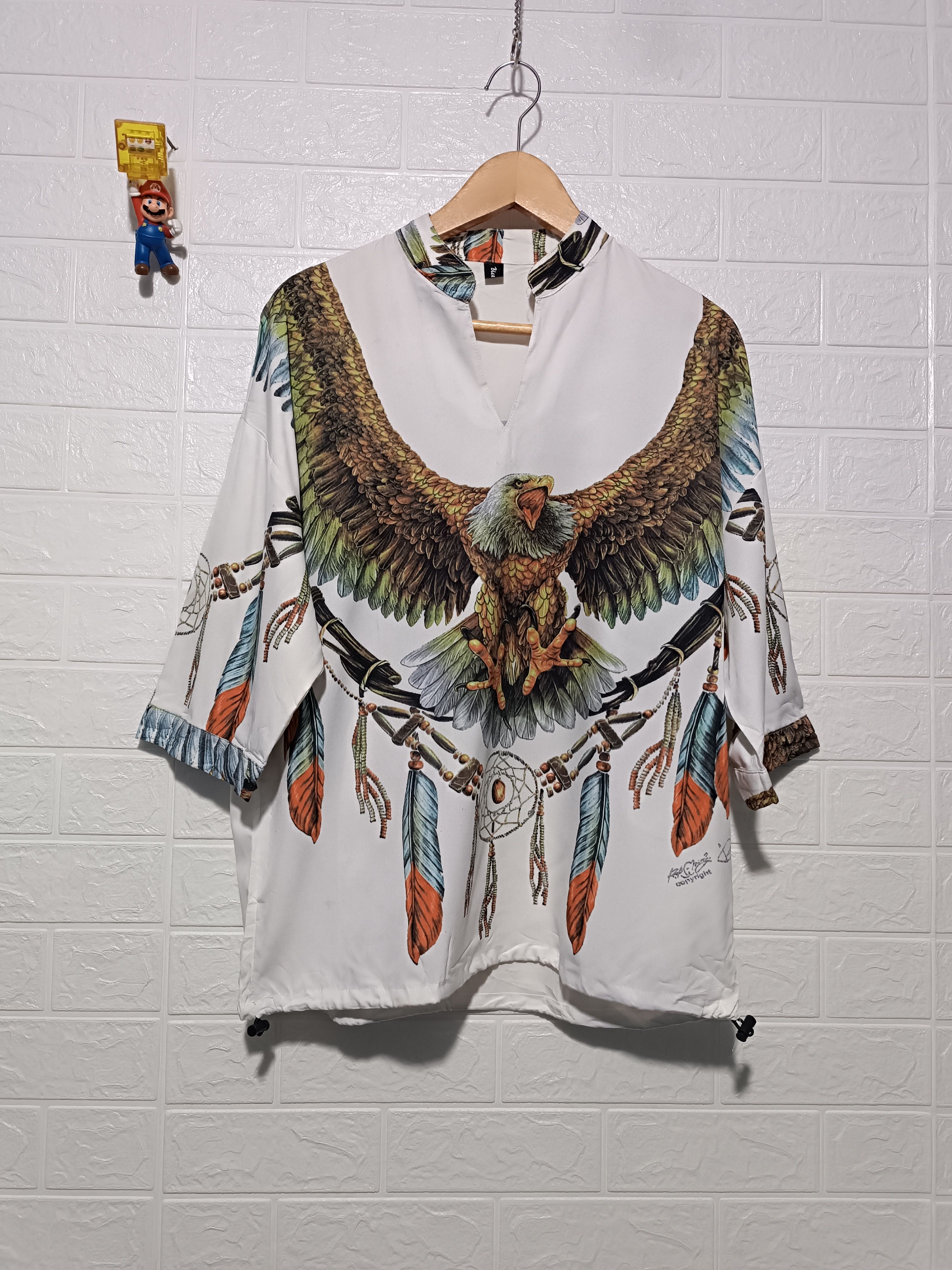 Japanese Brand Boxy Fit Eagle Print Open Neck Size US L / EU 52-54 / 3 - 1 Thumbnail