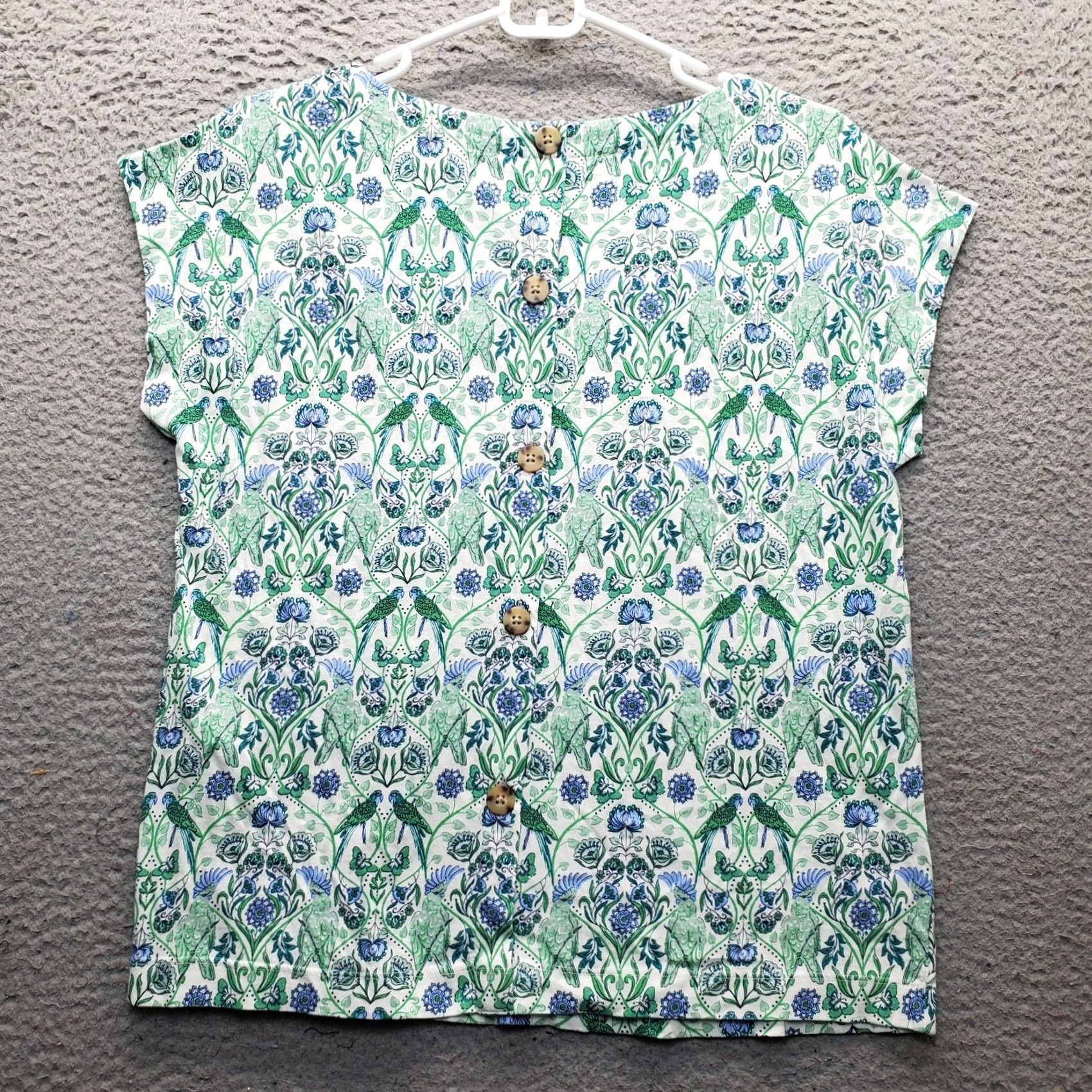 J. Jill J. Jill Blouse Womens XS Floral Short Sleeve Parrot Multi Button Back Shirt Size XS / US 0-2 / IT 36-38 - 2 Thumbnail
