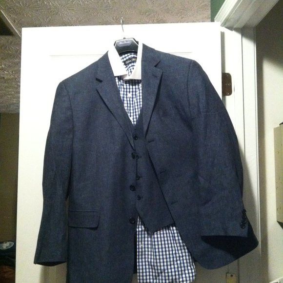 Joseph Abboud JOSEPH ABBOUD MEN'S 55%LINEN 45%RAYON 2PC COAT+VEST SIZE:42R Size 42R - 2 Thumbnail