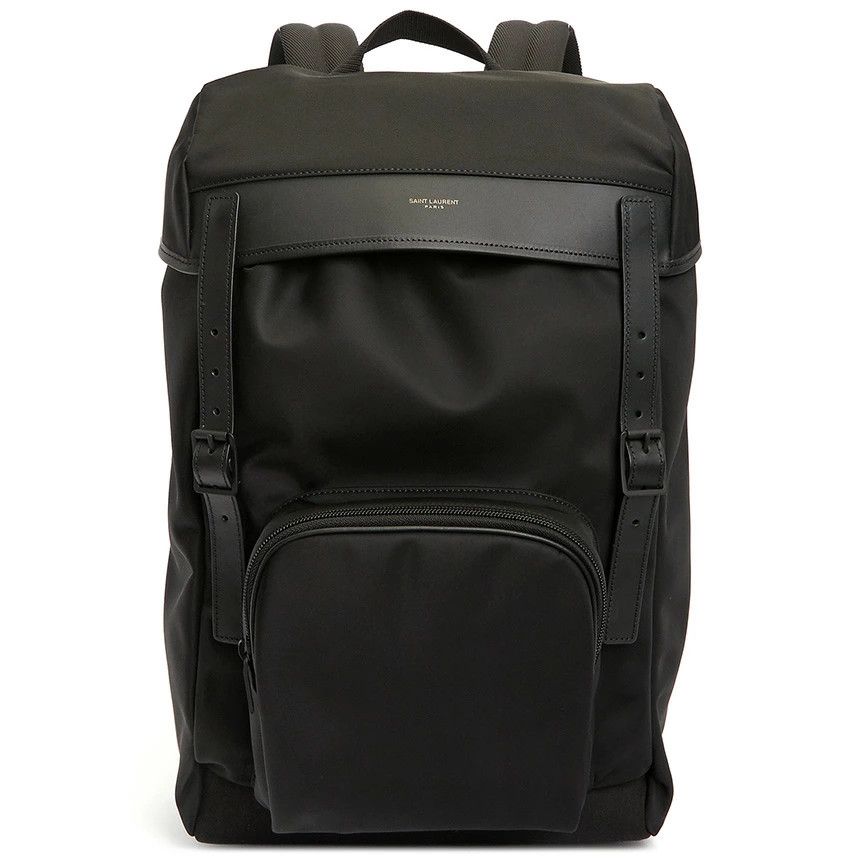 Saint Laurent Backpack Recycled Nylon Cotton Handle Black