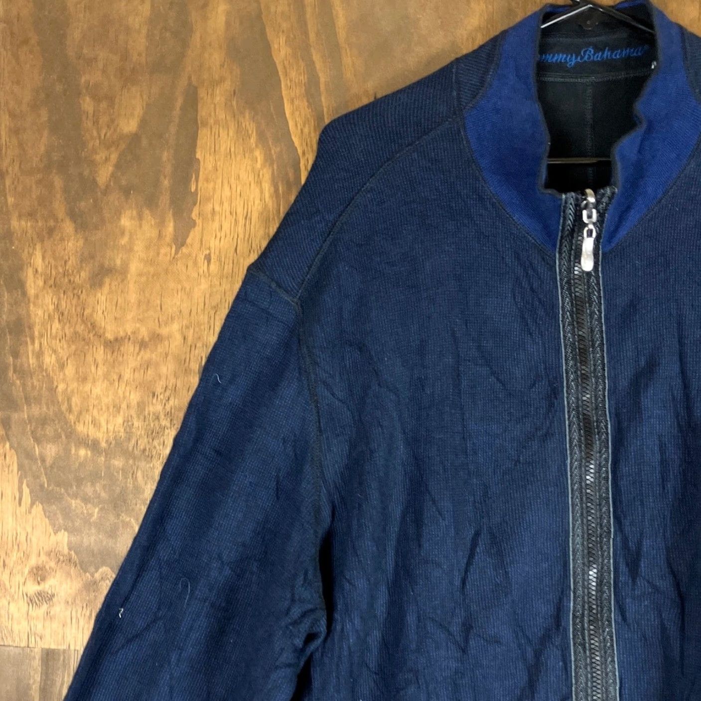 Tommy Bahama VINTAGE Tommy Bahama Mens Jacket Blue Full Zip Knit Long Sleeve Pima Cotton Blend XXL Size US XXL / EU 58 / 5 - 4 Thumbnail