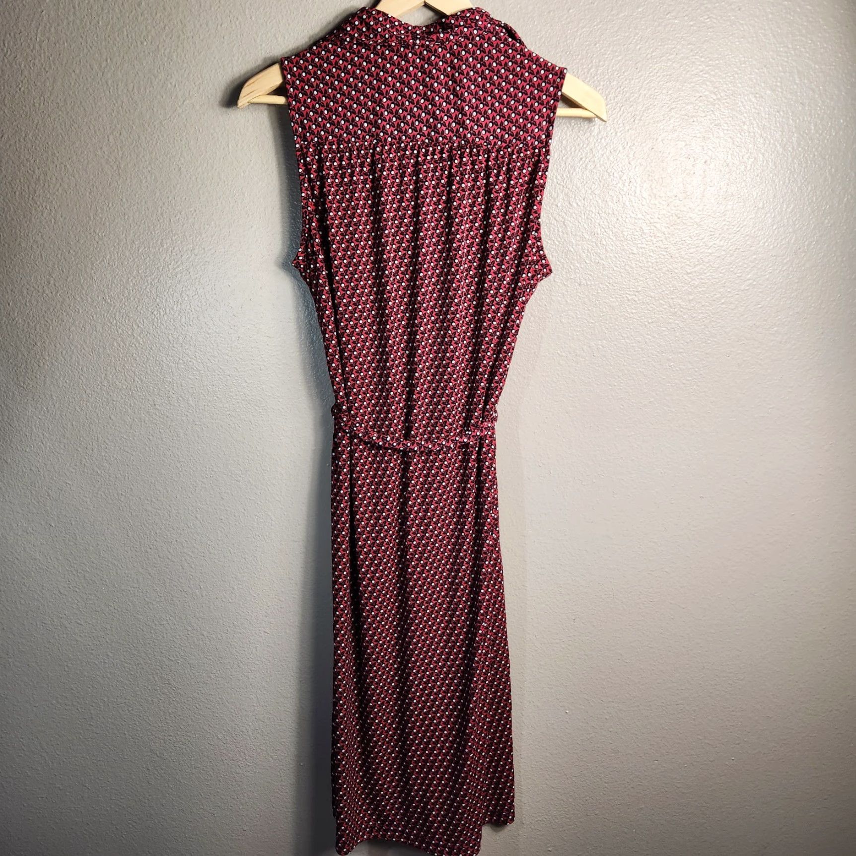 Mossimo VINTAGE Mossimo Womens Shirtdress Sleeveless Red Floral Buttonfront Belted Collared Midi Dress Mens Womens Size M / US 6-8 / IT 42-44 - 5 Thumbnail
