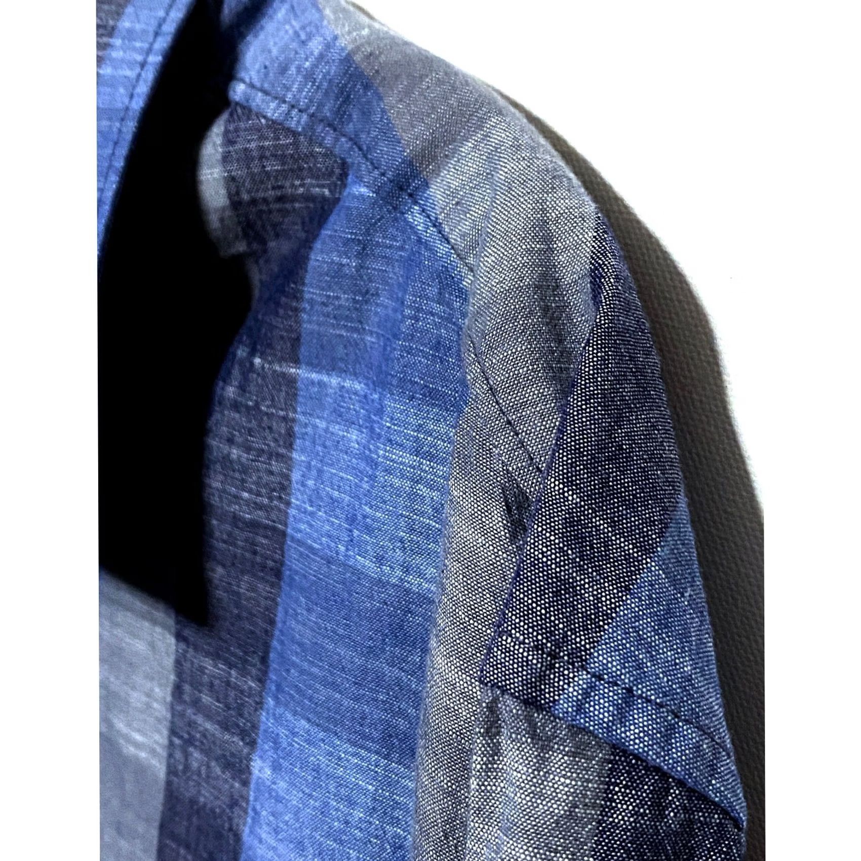 Vintage Penguin Heritage Slim Fit Button Shirt Mens 2XL Blue Gray Plaid Check Pocket Shirt Size US XXL / EU 58 / 5 - 4 Thumbnail