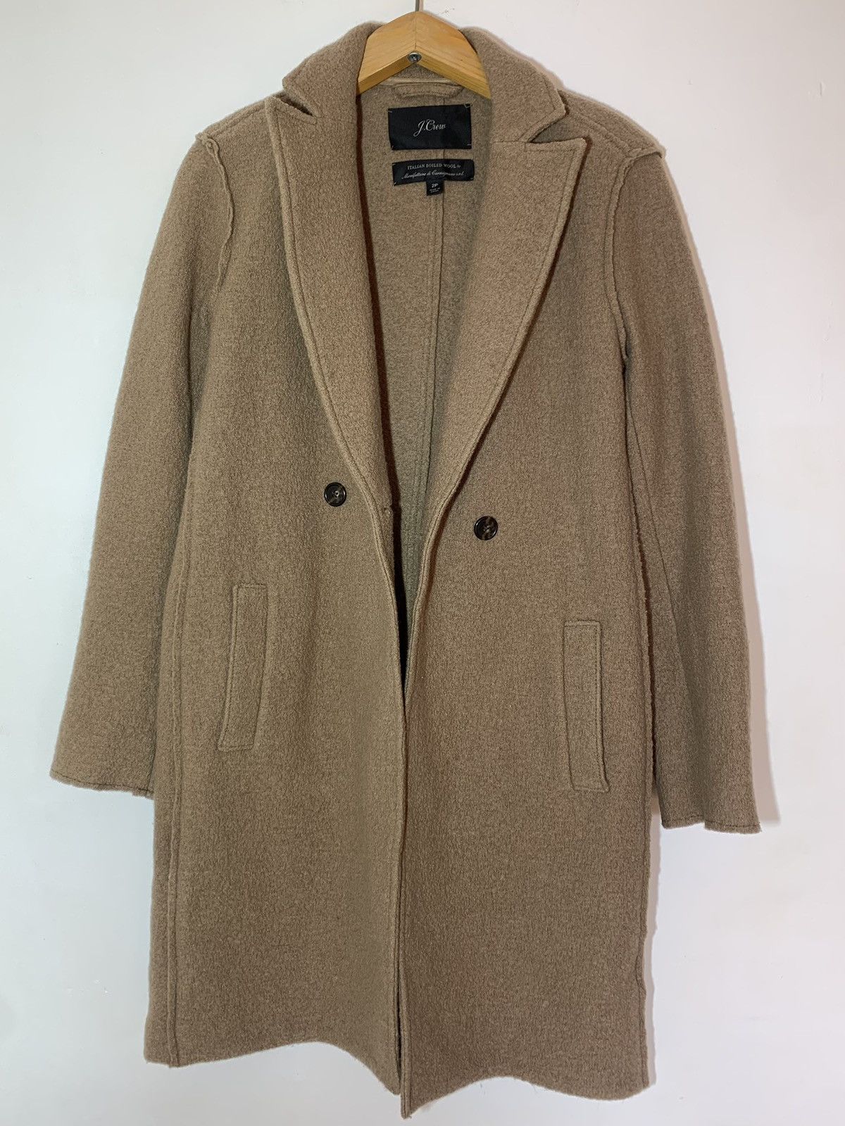 Image of Cashmere Wool x J Crew J. Crew Daphne 100% Boiled Wool Coat Topcoat Camel Brown in Beige, Women's (