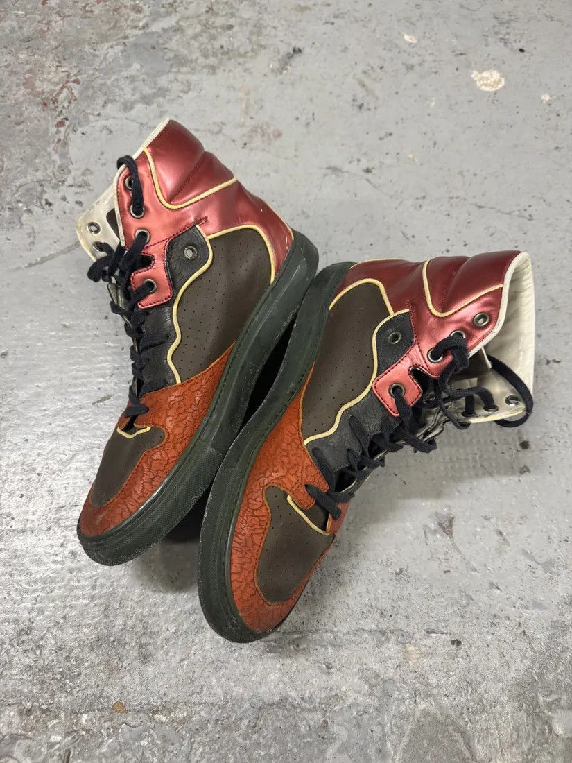 Balenciaga × Designer × Vintage Balenciaga Brown & Orange Leather High Sneakers Size US 7.5 / EU 40-41 - 4 Thumbnail