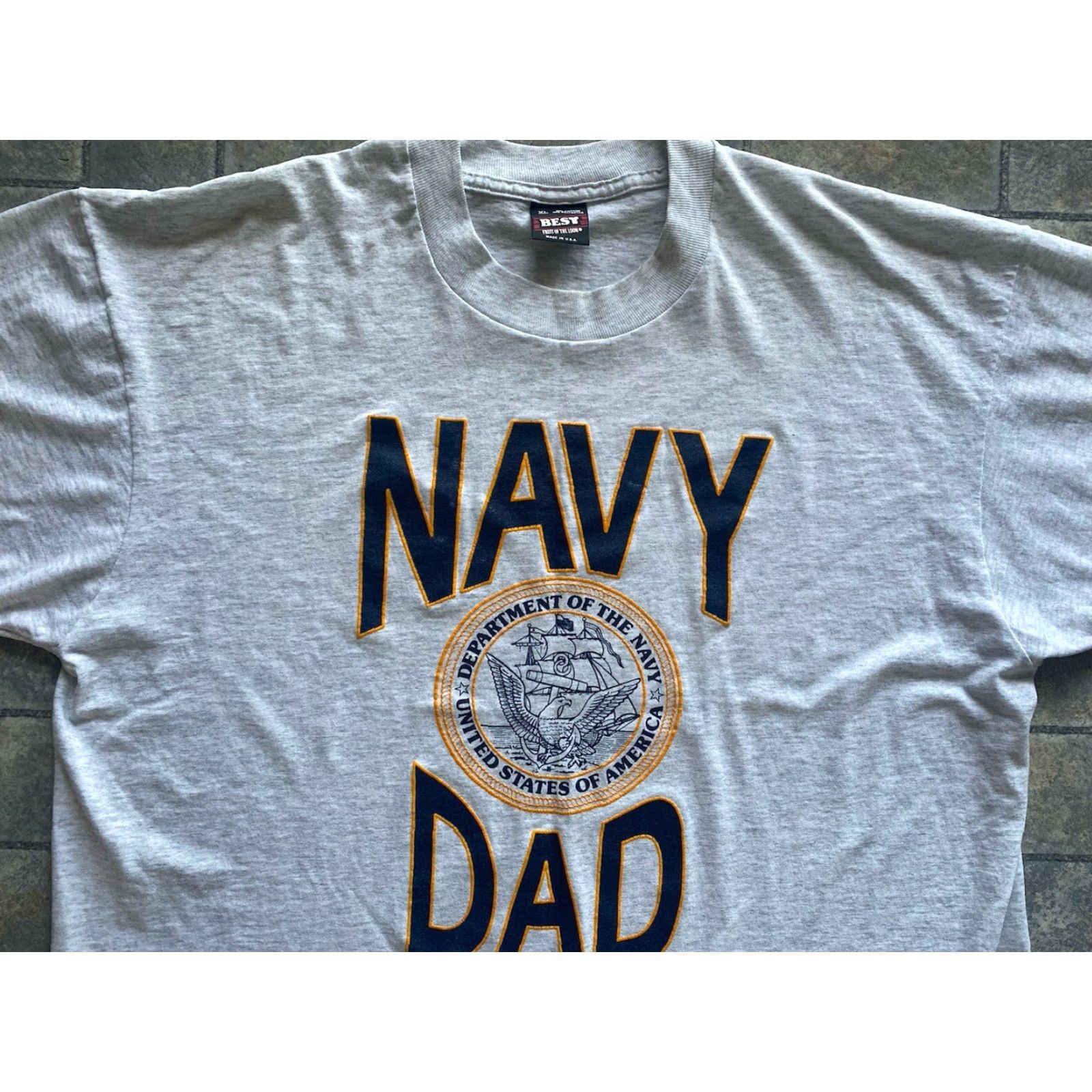 Vintage VINTAGE Screen Stars T-Shirt Mens XL Navy Gray 90s Military Single Stitch Made In USA Size US XL / EU 56 / 4 - 7 Thumbnail