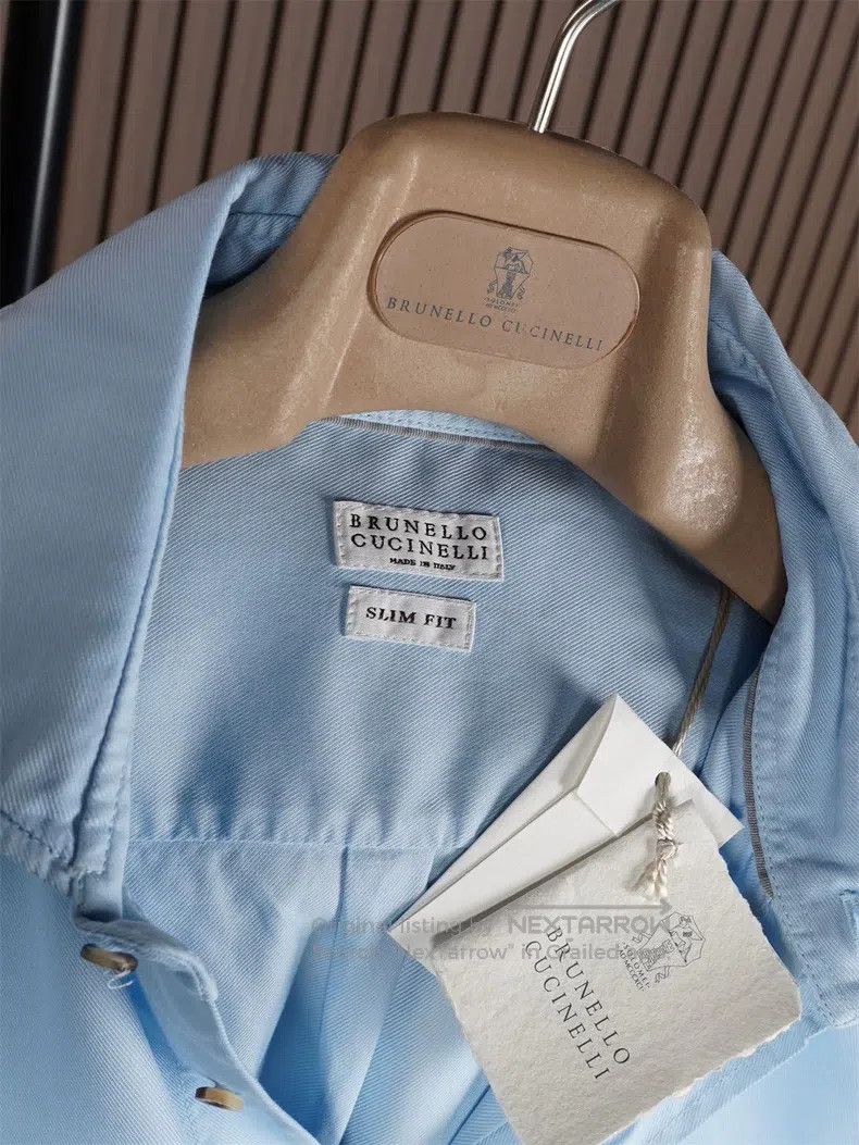 Brunello Cucinelli Brunello Cucinelli size 39 Light Wash Denim Men's Shirt Size US S / EU 44-46 / 1 - 2 Thumbnail