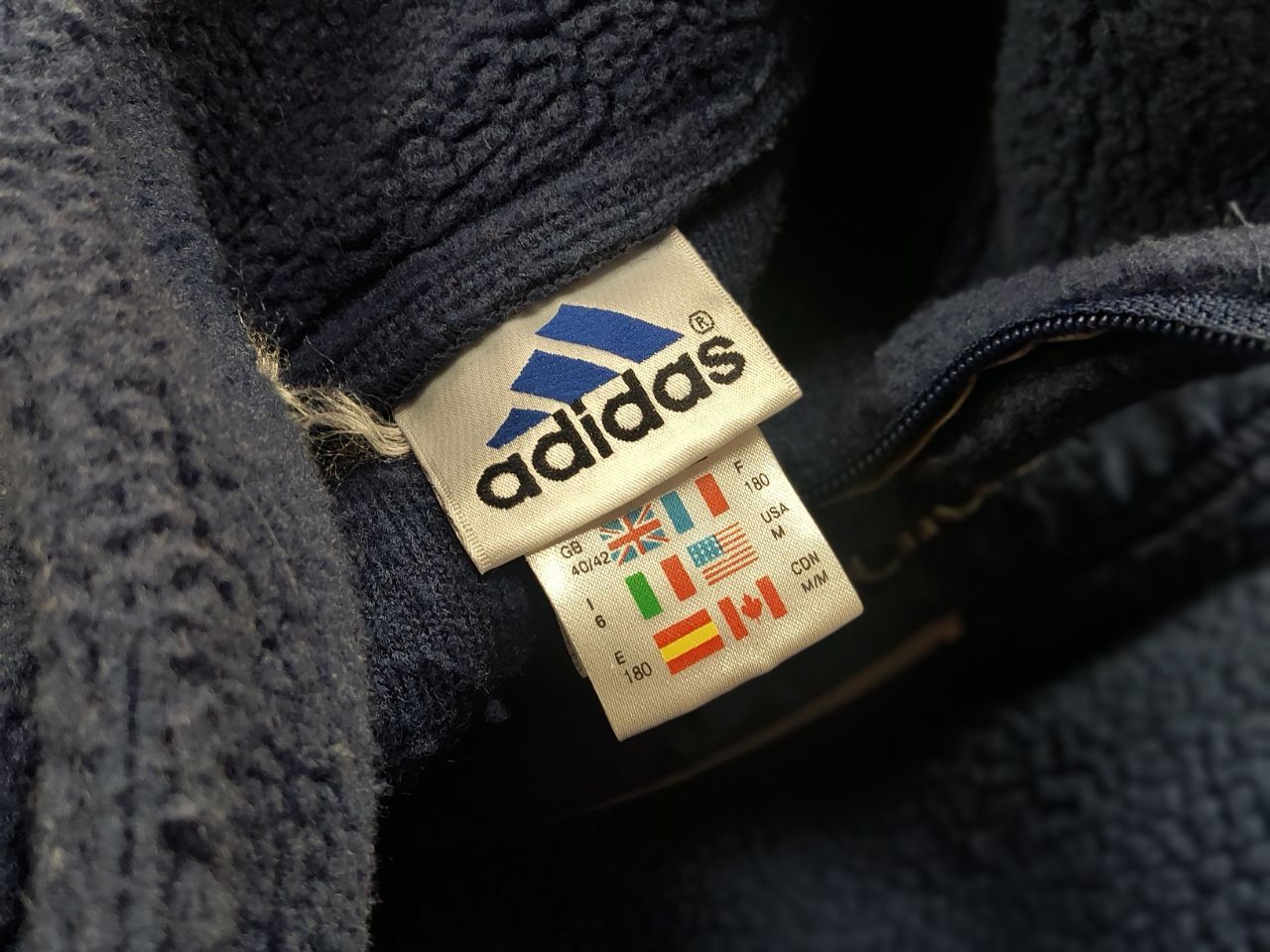 Adidas Vintage 90's Adidas Teddy Fleece Dark Zip Pullover Jacket Size US M / EU 48-50 / 2 - 8 Thumbnail