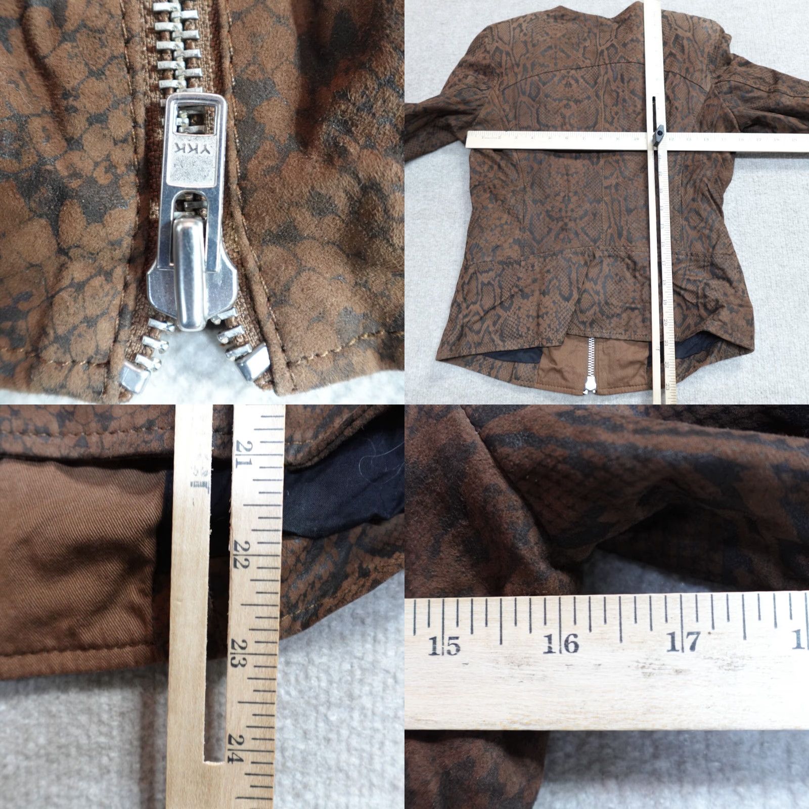Vintage Bully Jacket Womens 8 Brown Snake Print Lambskin Leather New Biker Snakeskin Mens? Wait. Size M / US 6-8 / IT 42-44 - 8 Thumbnail
