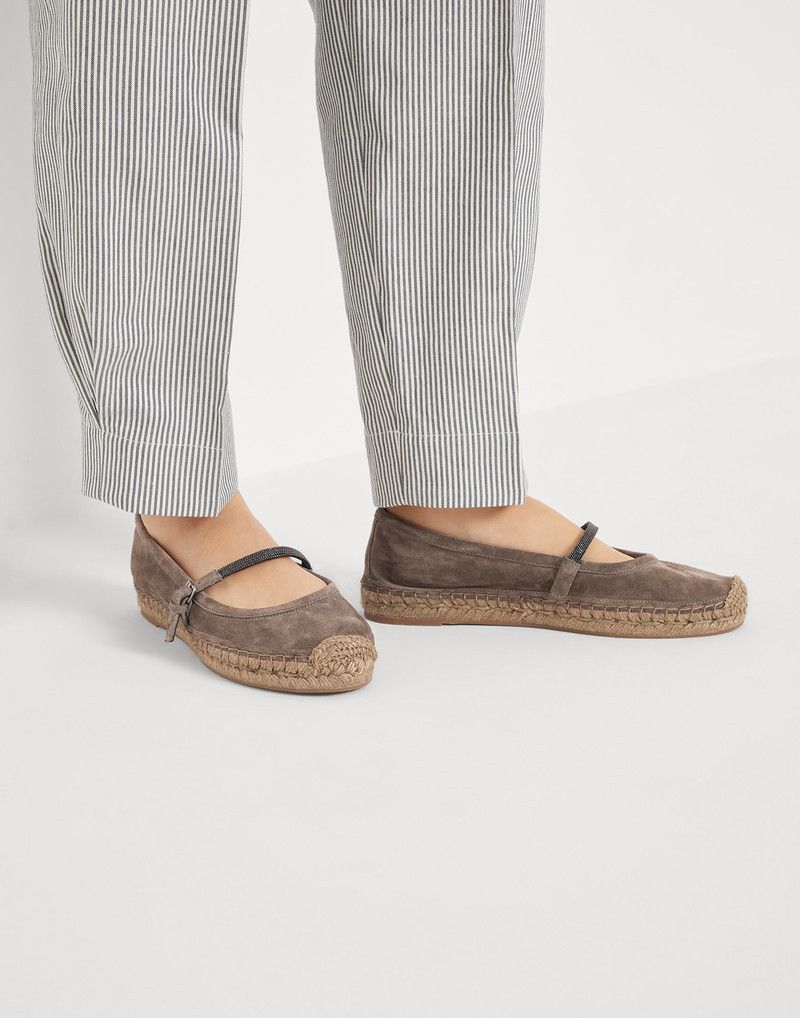 Brunello Cucinelli o1la1rc1a0326 Suede Espadrilles Flats in Brown Size US 8 / IT 38 - 2 Thumbnail