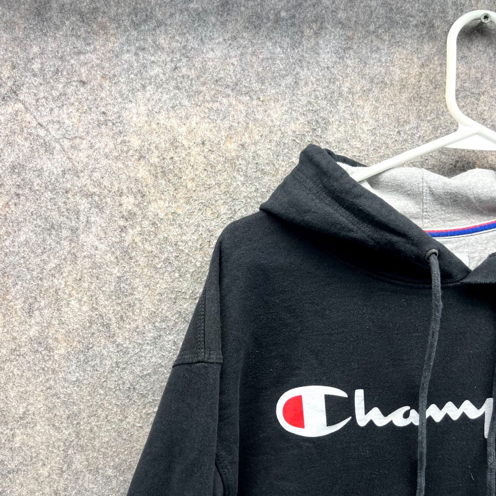 Champion VINTAGE Champion Hoodie Mens M Black Fleece Spell Out Sweater Cotton Y2K Size US M / EU 48-50 / 2 - 6 Thumbnail