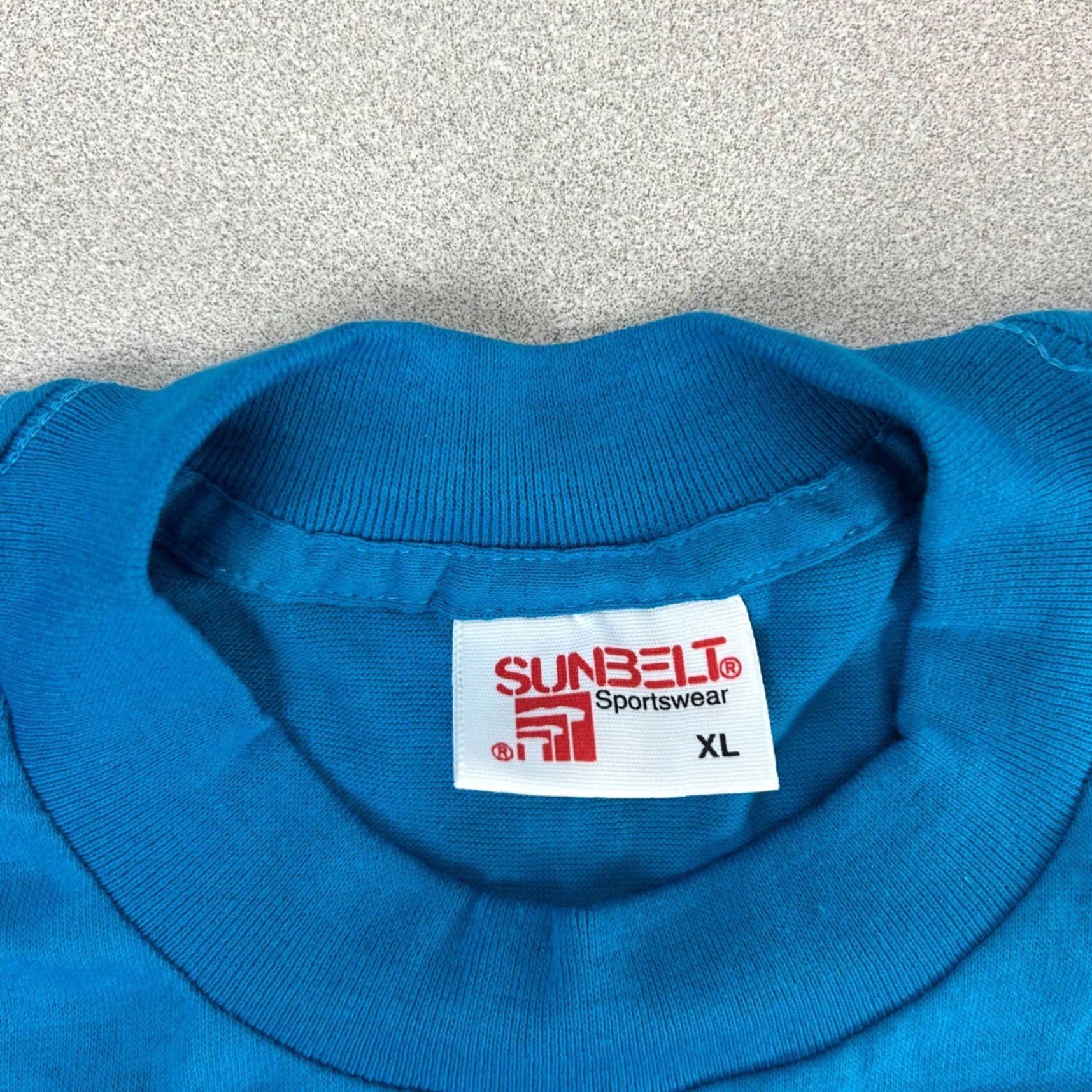 Vintage SUNBELT Sportswear Long Sleeve T-Shirt XL Unisex Adults Blue Crew Neck Cotton Polyester Made USA Size US XL / EU 56 / 4 - 3 Thumbnail