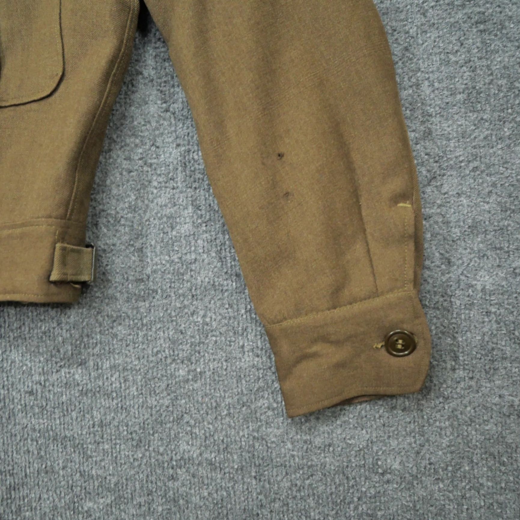Vintage VINTAGE Franklin Clothes Jacket Mens 36 Wool Army Bomber Blue Green Brown 40s - Zip Pockets Collared Solid Army Theme 1940s Mens Jacket Size US XXS / EU 40 - 2 Thumbnail