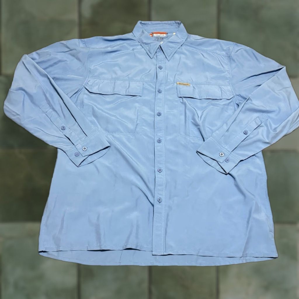 Vintage Simms Guide Series Fishing Shirt Mens XL Blue Long Sleeve Button-Up UV Vented Pockets Size US XL / EU 56 / 4 - 1 Thumbnail