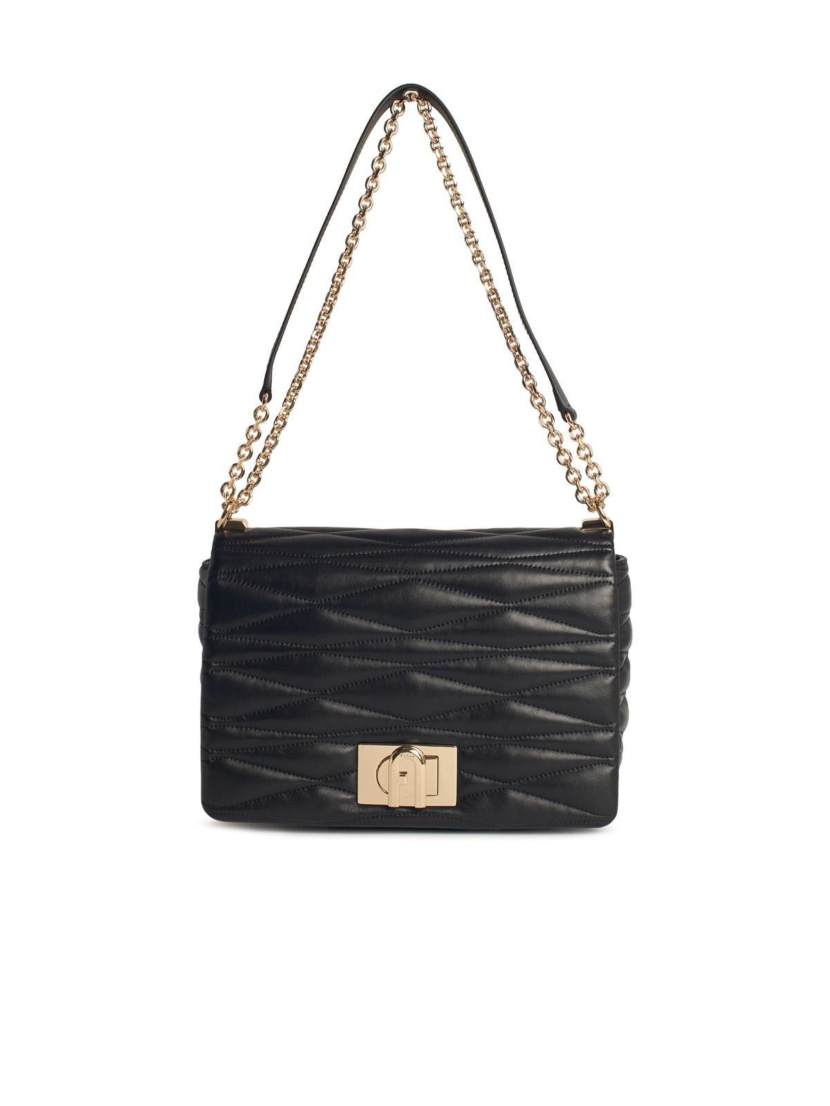 Furla Medium '1927' Black Leather Crossbody Bag, Women's