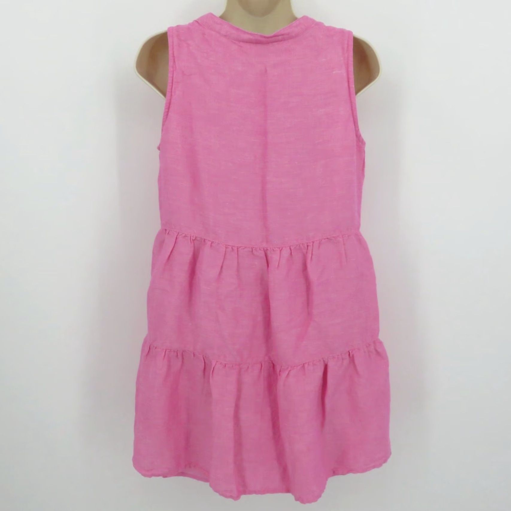 Tommy Bahama Tommy Bahama Women Small Pink Linen Blend Tiered Keyhole Sleeveless Shift Dress Shirt Dress Lady Slip Size S / US 4 / IT 40 - 7 Thumbnail