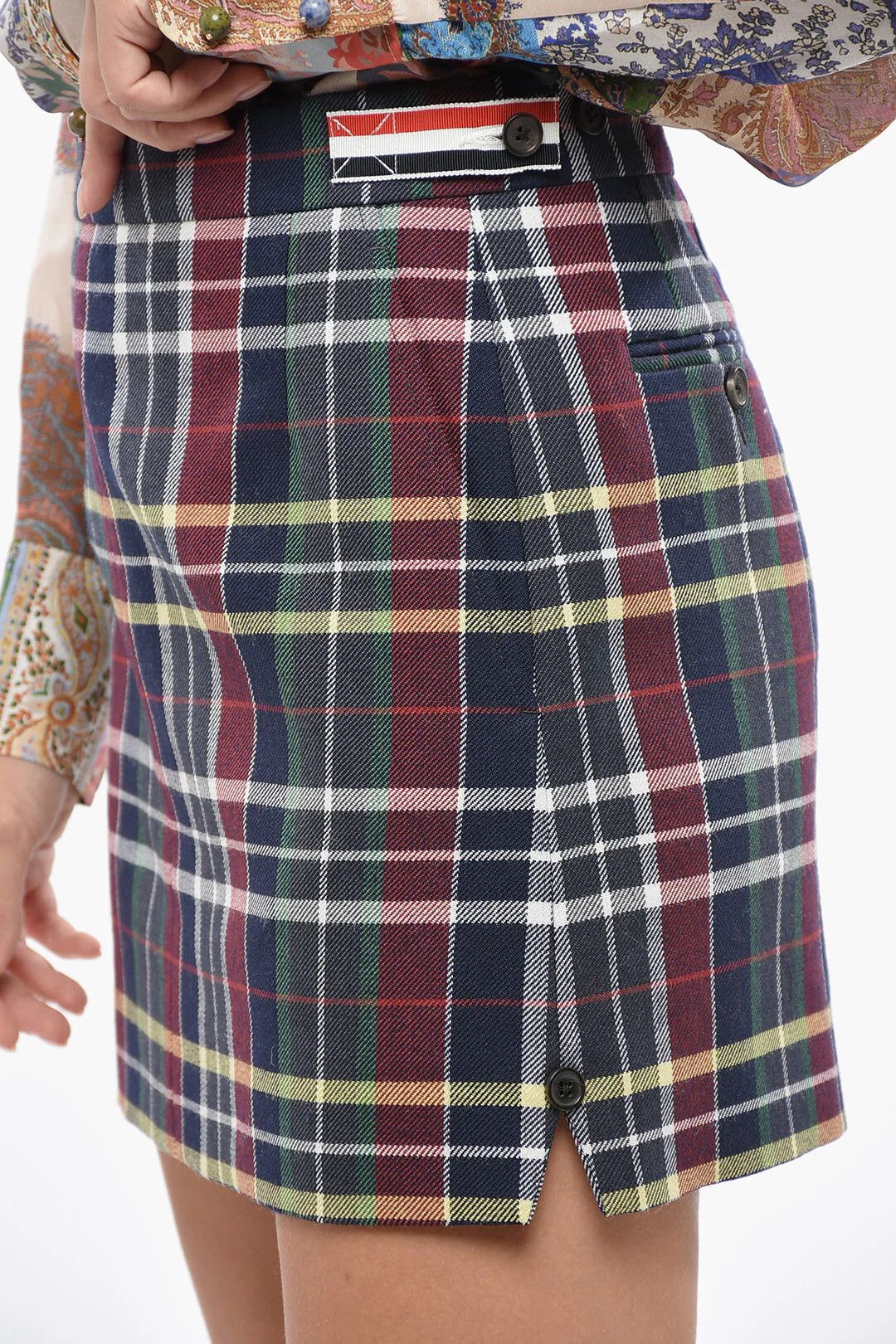 Thom Browne og1mm0426 Tartan Wool Mini Skirt in Multicolor Size 27" / US 4 / IT 40 - 3 Thumbnail