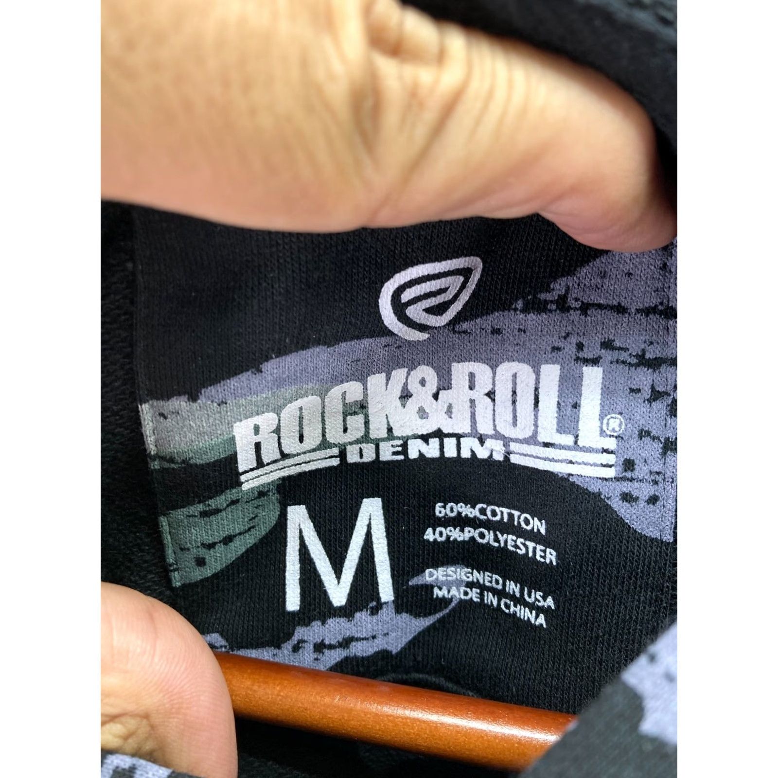 Denime Rock & Roll Denim Pullover Hooded Sweatshirt Mens M Multicolor Camo Western Cowboy Drawstring Size US M / EU 48-50 / 2 - 7 Thumbnail