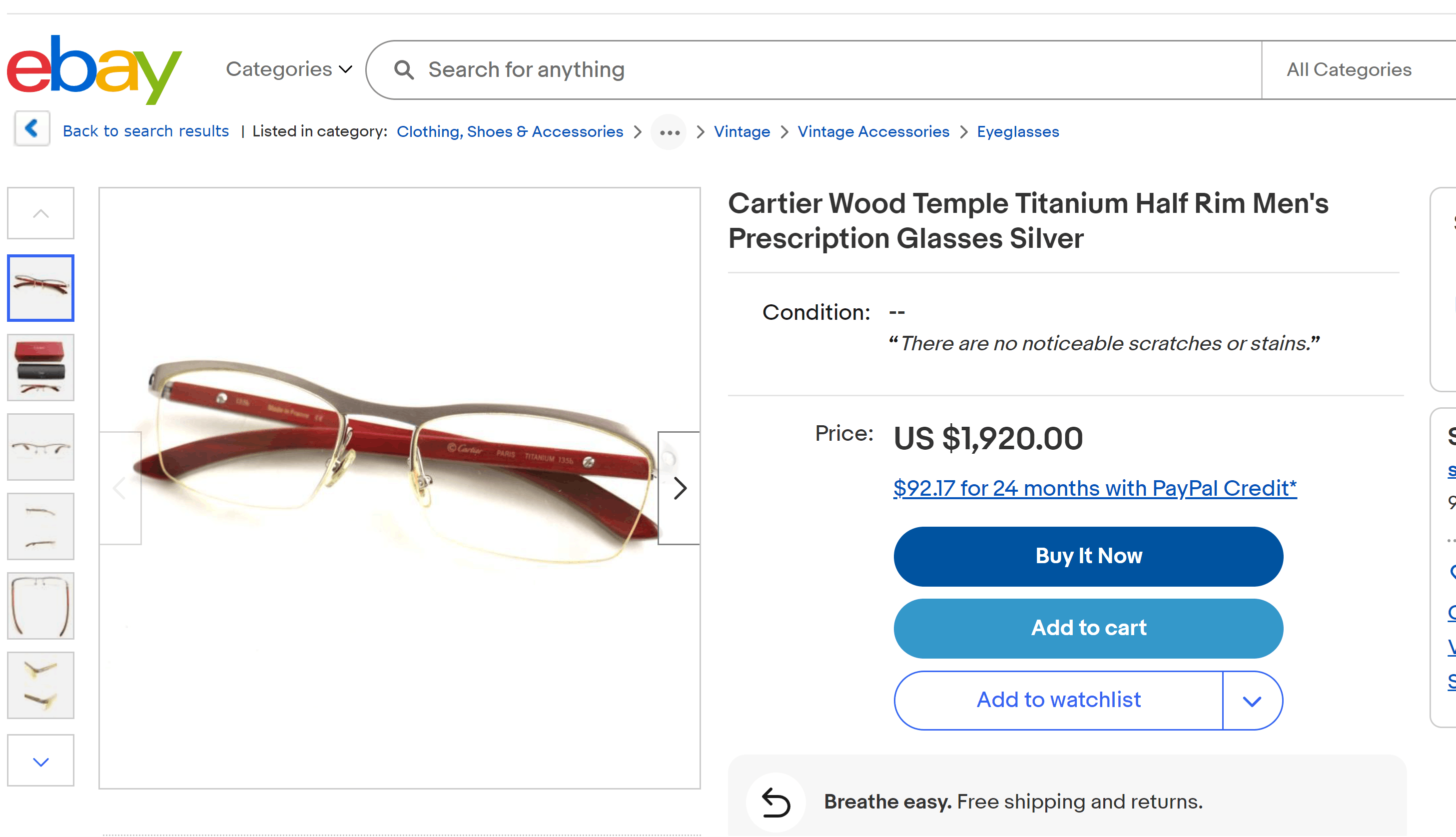 Cartier Cartier Paris Unisex Glasses R de Cartier T8100812 Size ONE SIZE - 15 Thumbnail